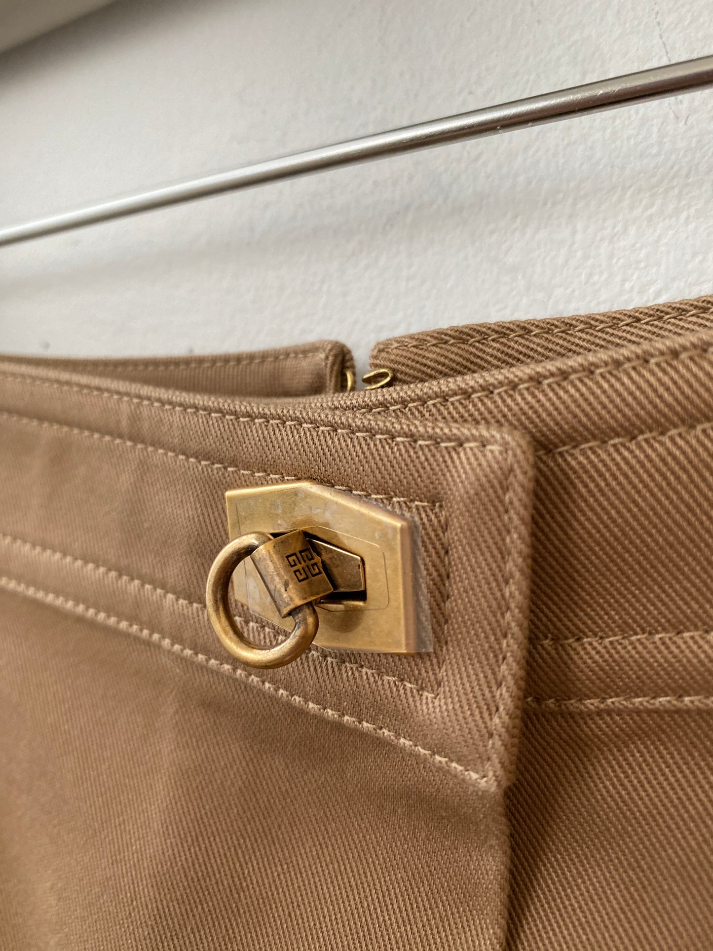 Givenchy Beige Cotton Buckle Detail Shorts
