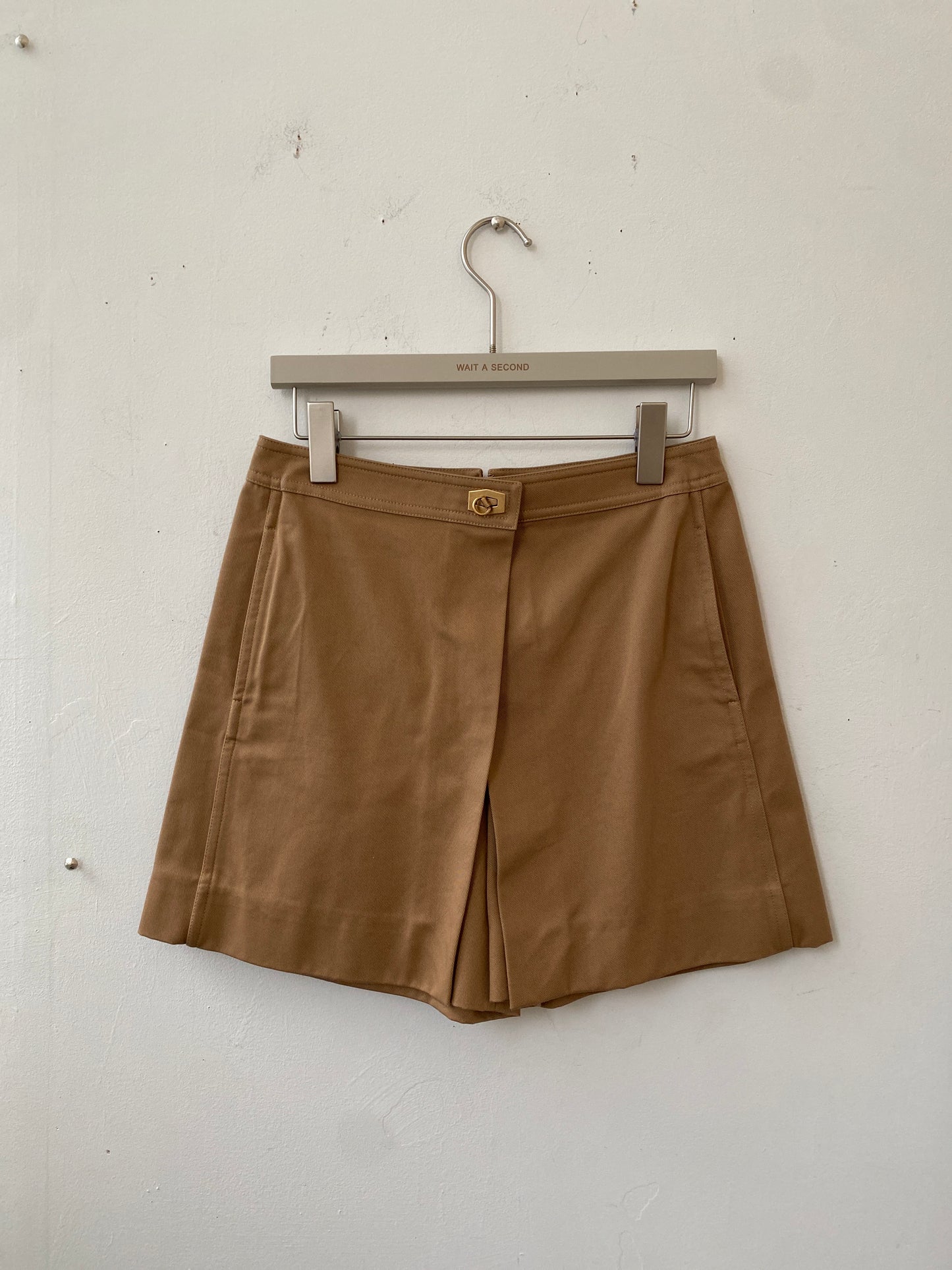 Givenchy Beige Cotton Buckle Detail Shorts