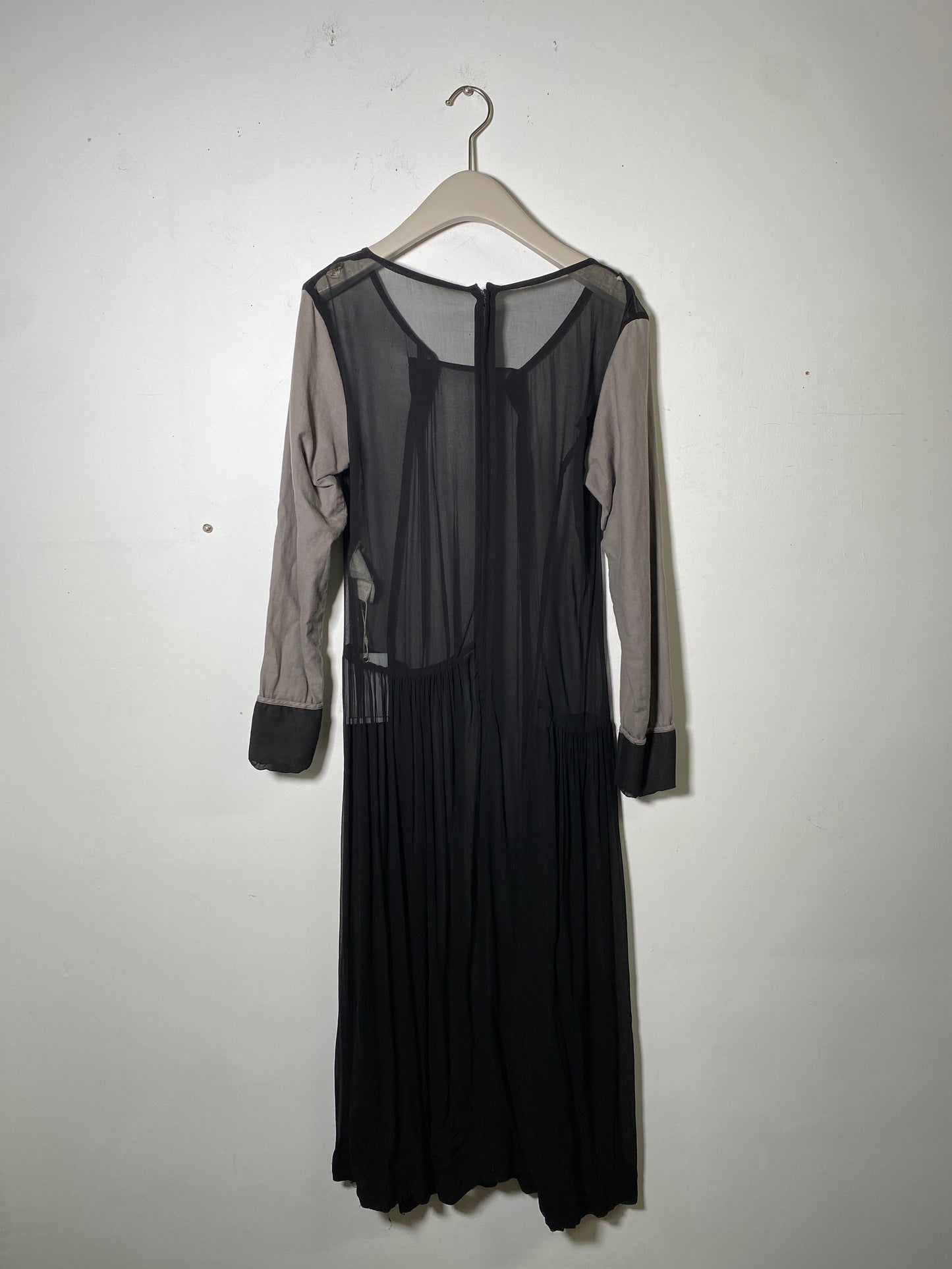 Comme Des Garcons sheer black dress with cotton sleeves