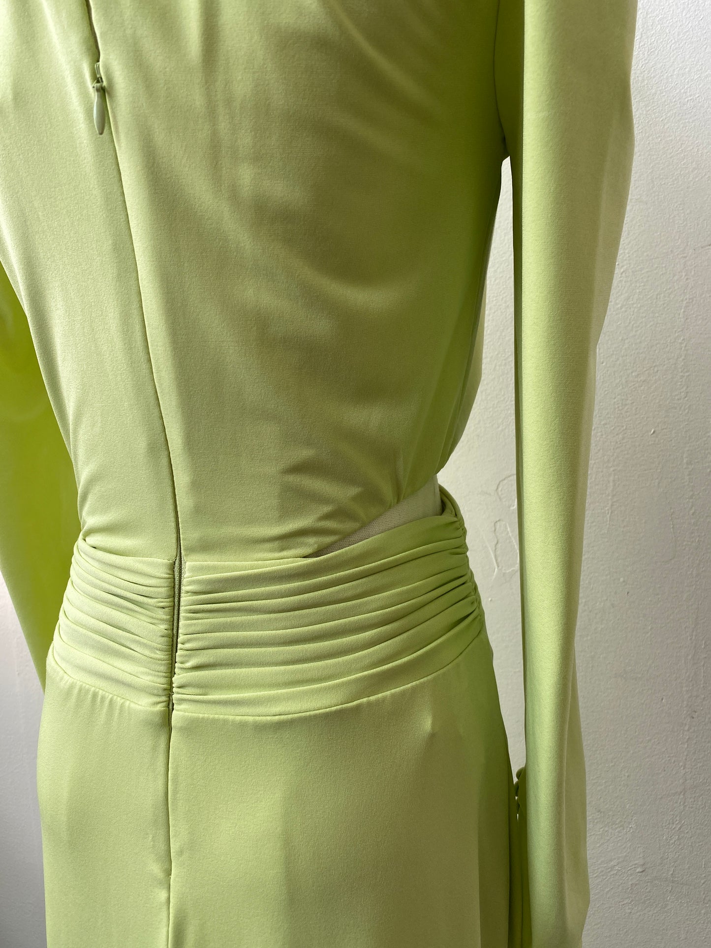 Self-portrait Lime Green Crystal-Embellished Cutout Ruched Stretch-Jersey Midi Dress