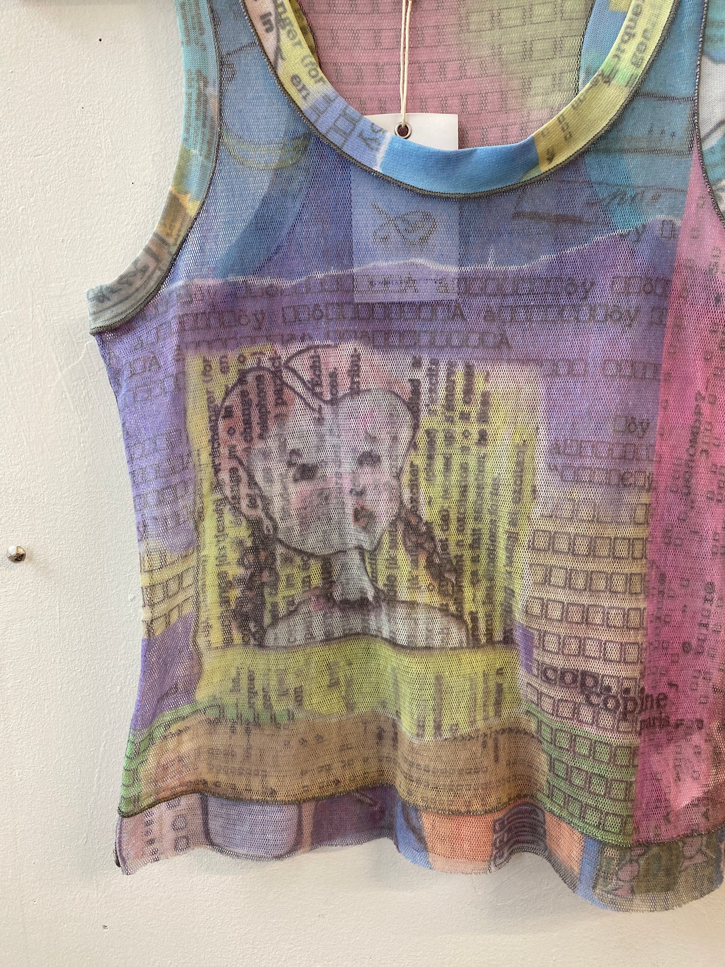 Cop copine printed mesh tank top