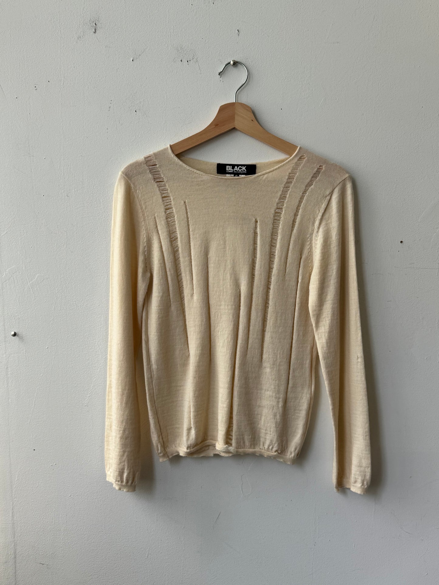 WAS-24490 Comme Des Garcons BLACK Off White Knit Sweater