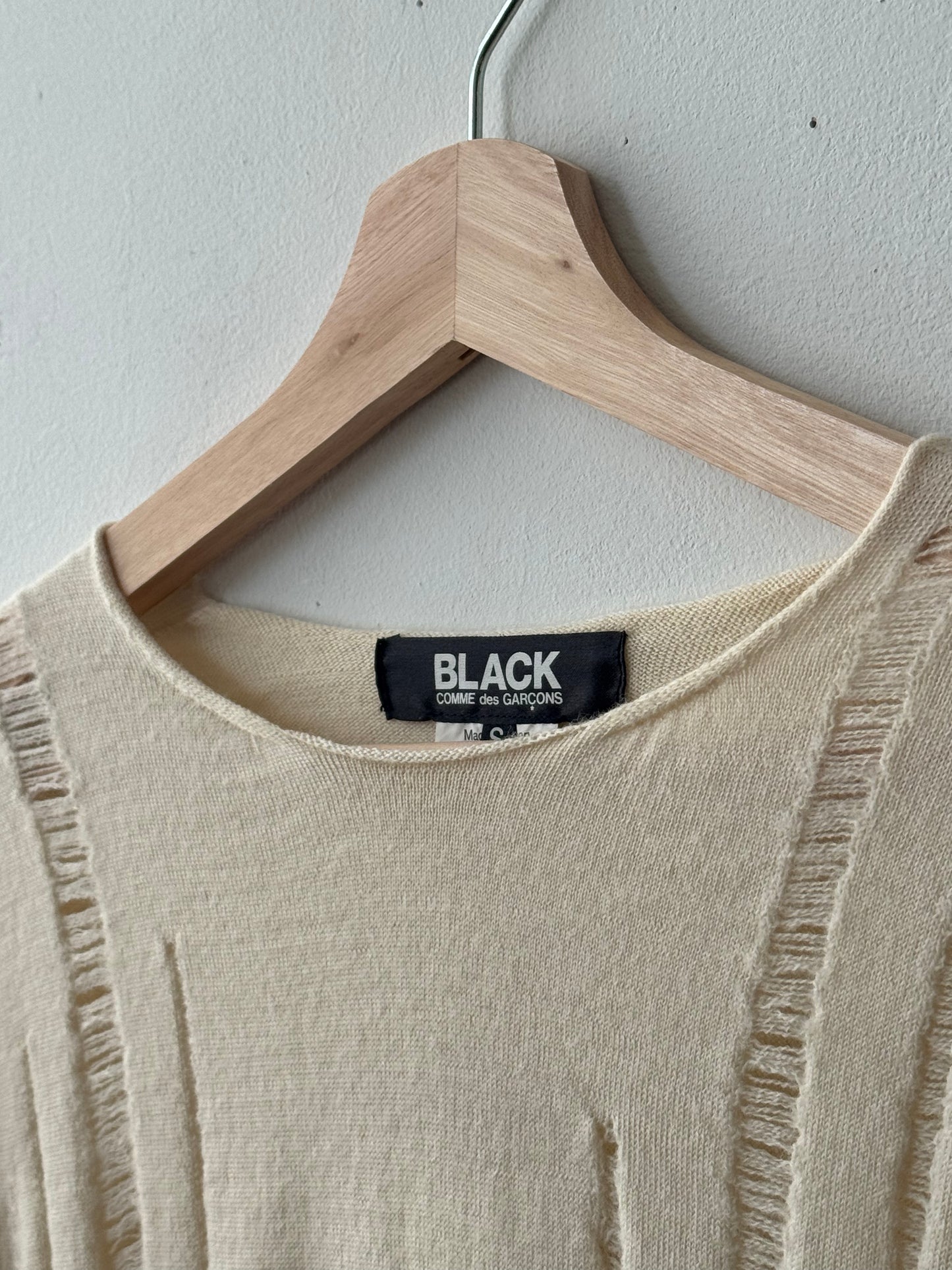 WAS-24490 Comme Des Garcons BLACK Off White Knit Sweater
