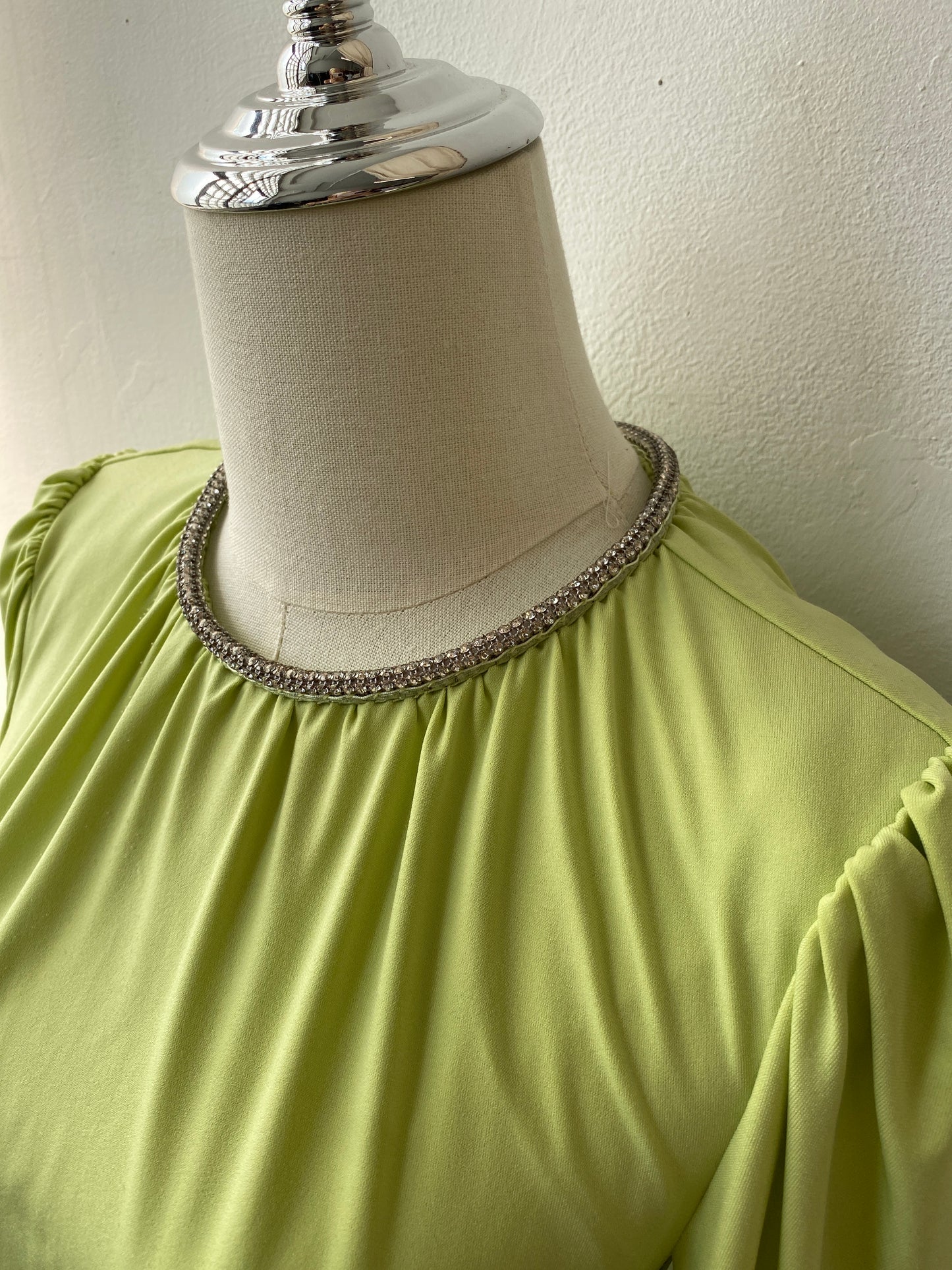 Self-portrait Lime Green Crystal-Embellished Cutout Ruched Stretch-Jersey Midi Dress