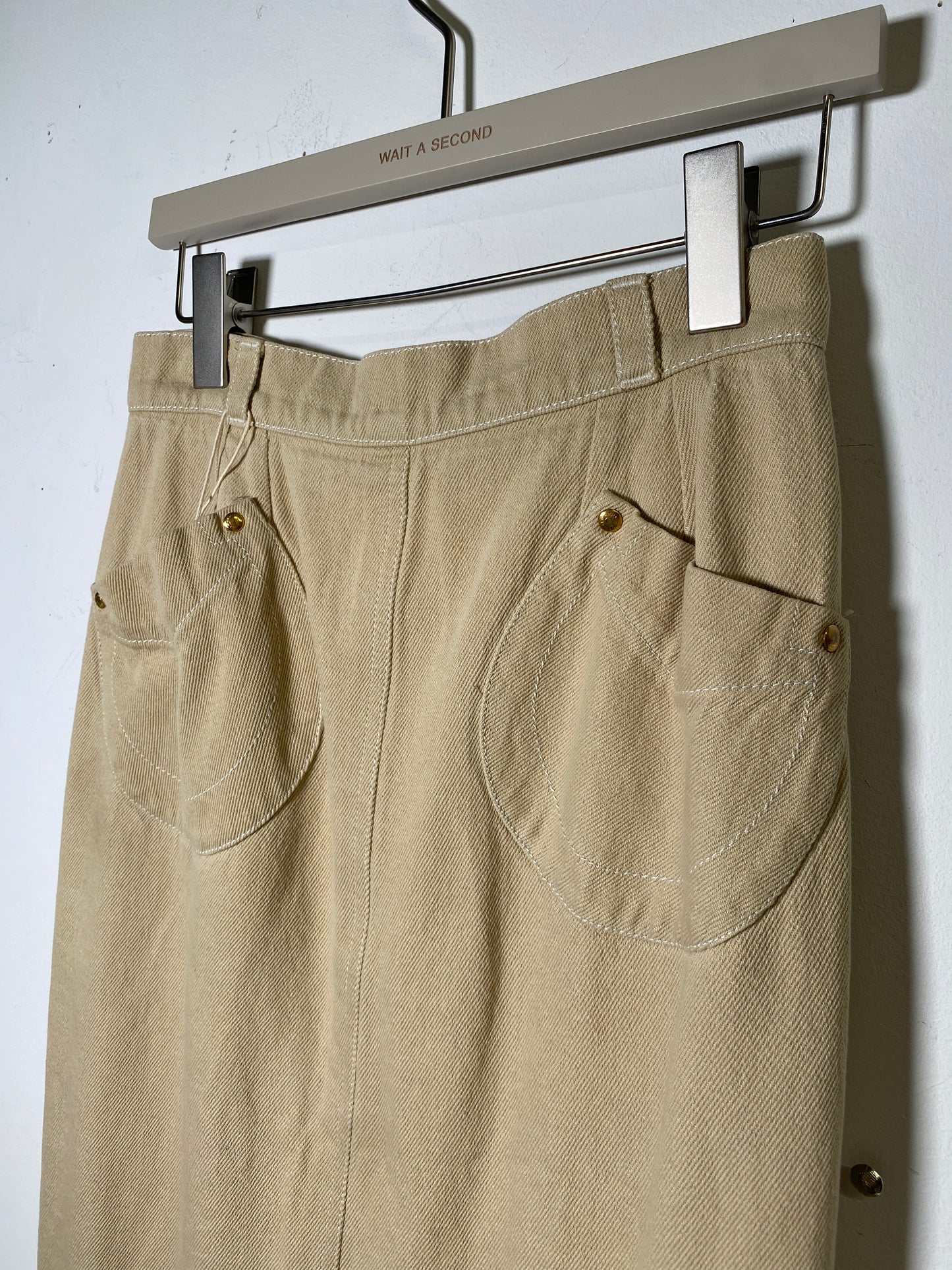 Hermès One Piece Folded midi skirt in Beige