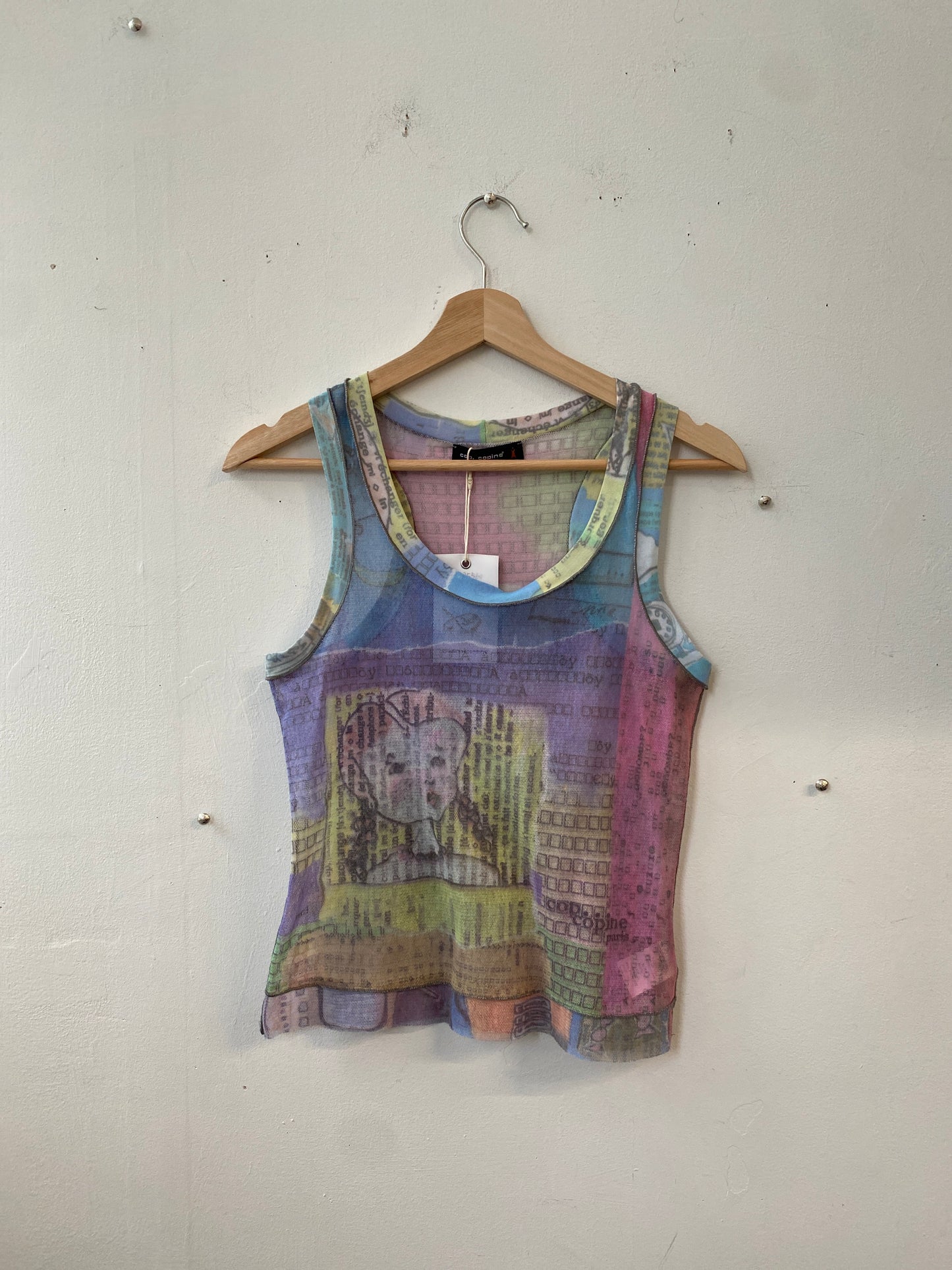 Cop copine printed mesh tank top