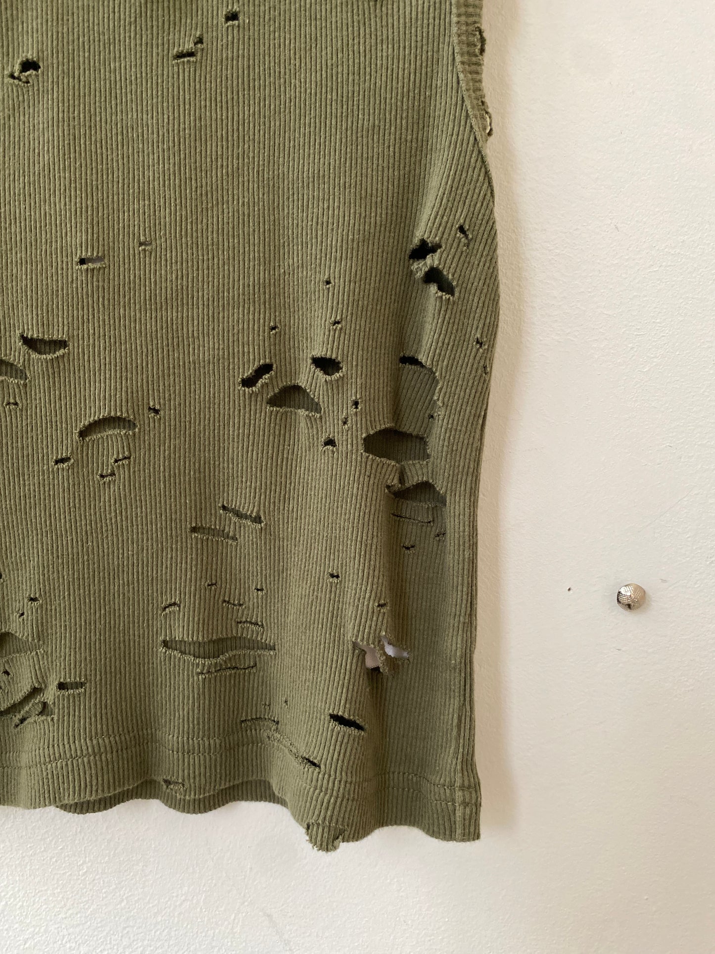 R13 Olive green distressed tank top