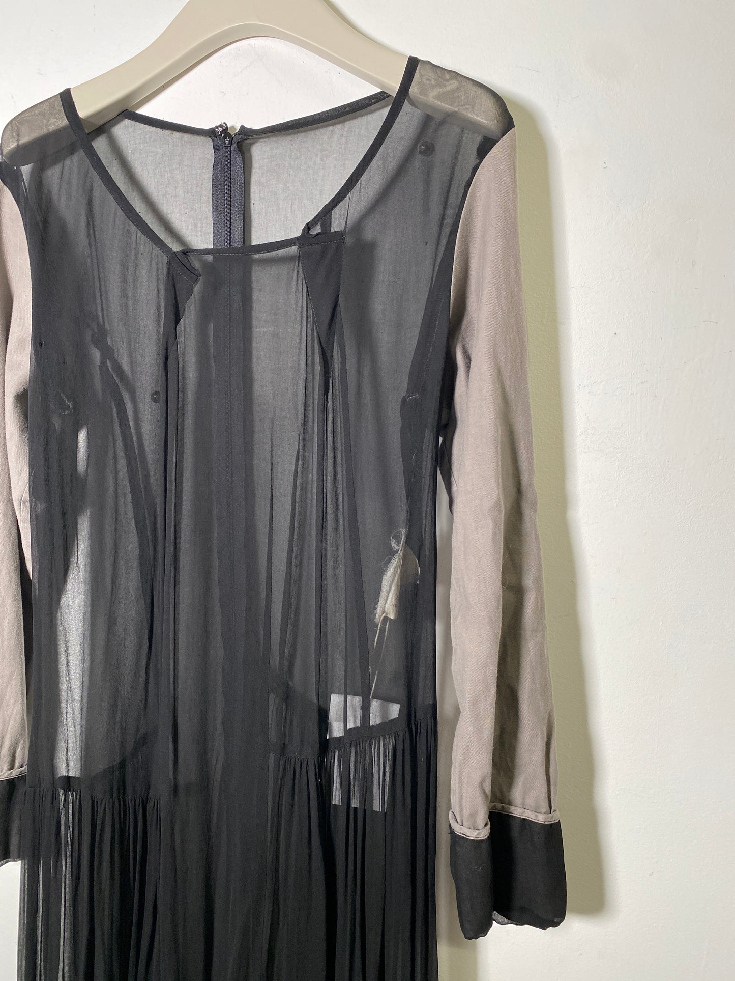 Comme Des Garcons sheer black dress with cotton sleeves