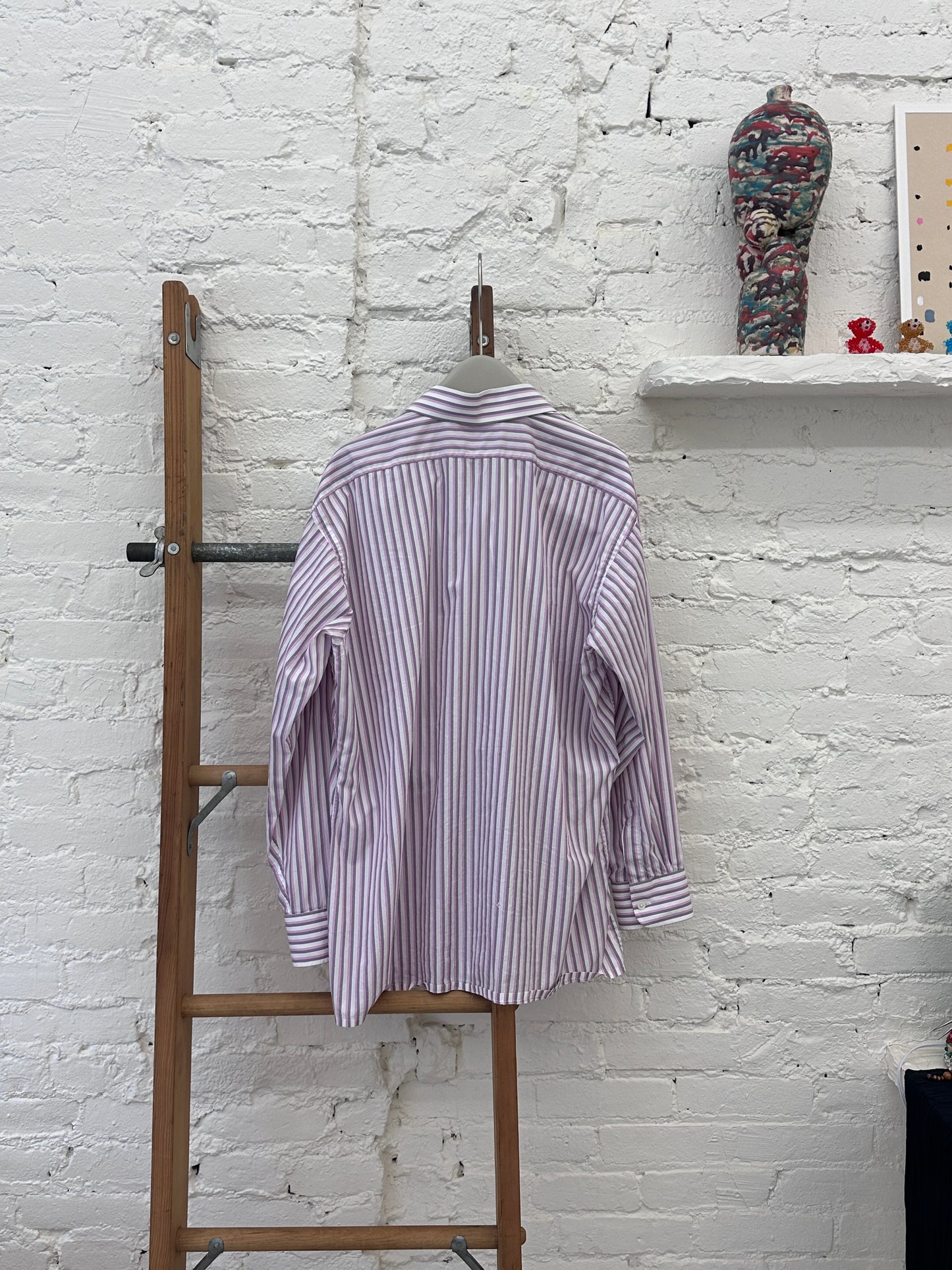 WAS-25674 Vintage pink&white striped shirt