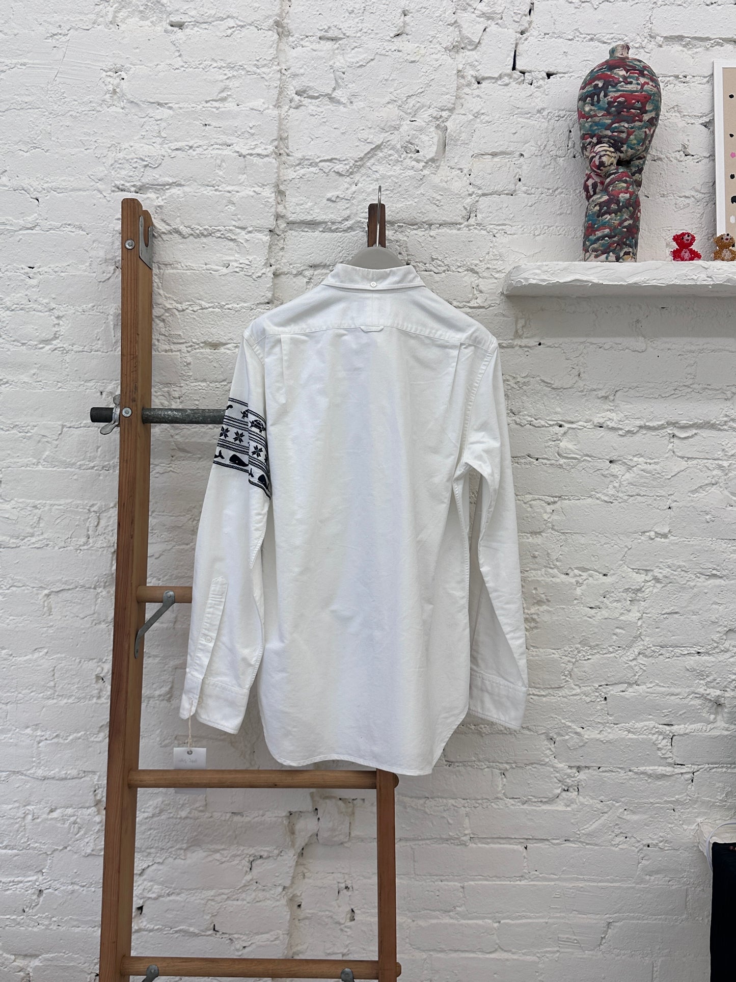 WAS-2409 Thom Browne Oxford Animal Icon Embroidered 4-bar Shirt