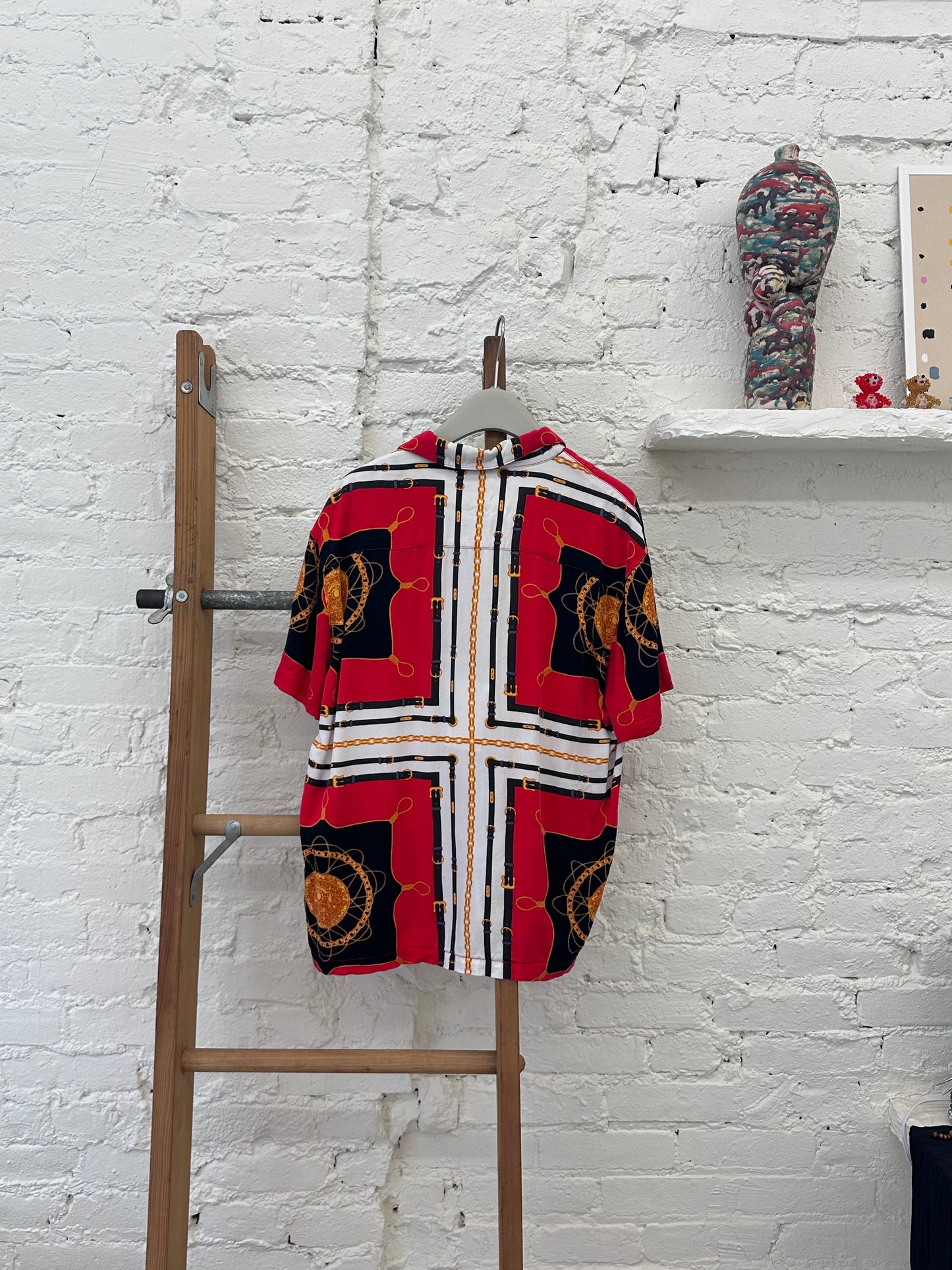 WAS-25819 untitled Red and White Printed Short Sleeve T-Shirt