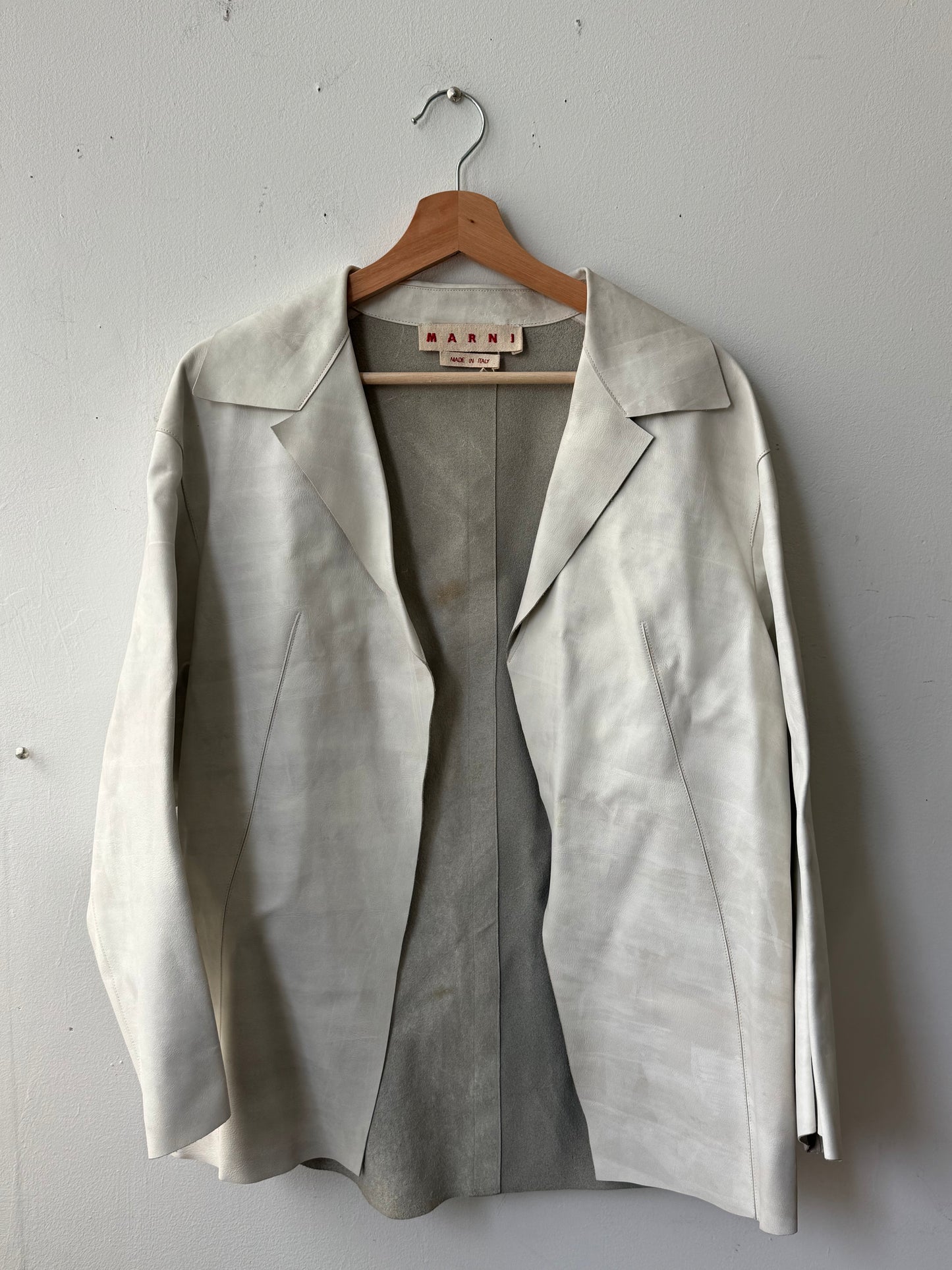 WAS-25661 Marni Grey Leather Blazer