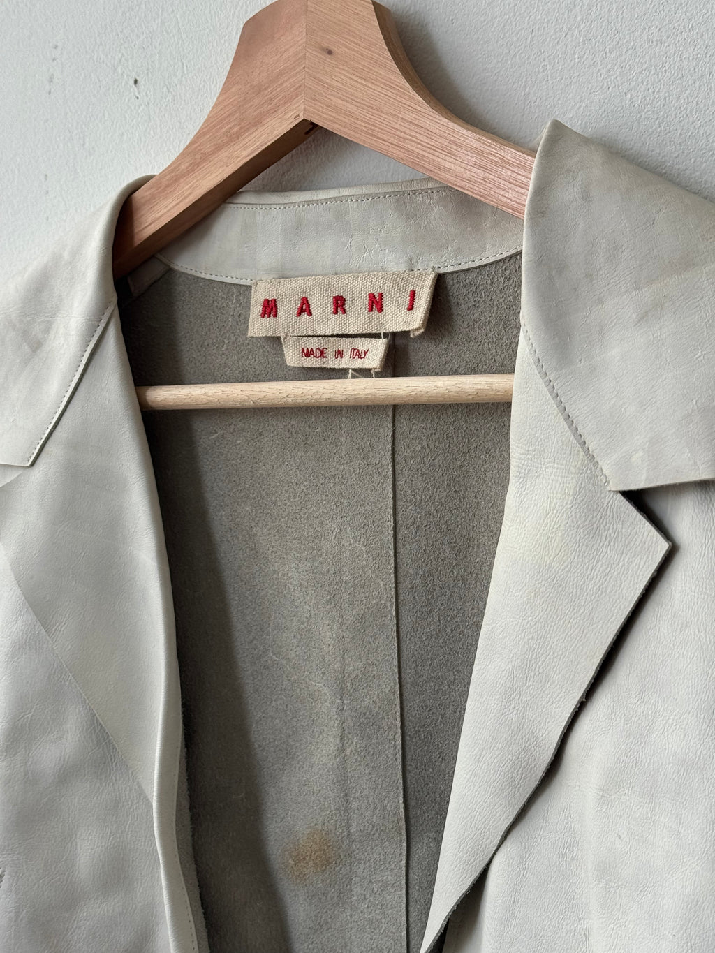 Marni White Grey Leather Front Open Blazer