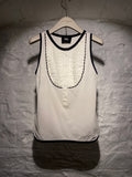 Dolce & Gabbana Black Trim White Layered Design Buttons Top