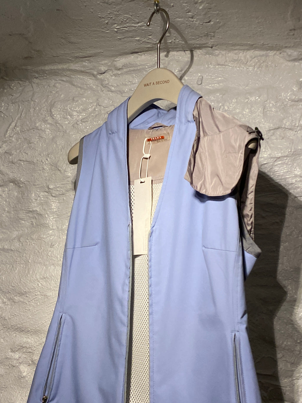 Prada Baby Blue Abstract Back Design Short Vest