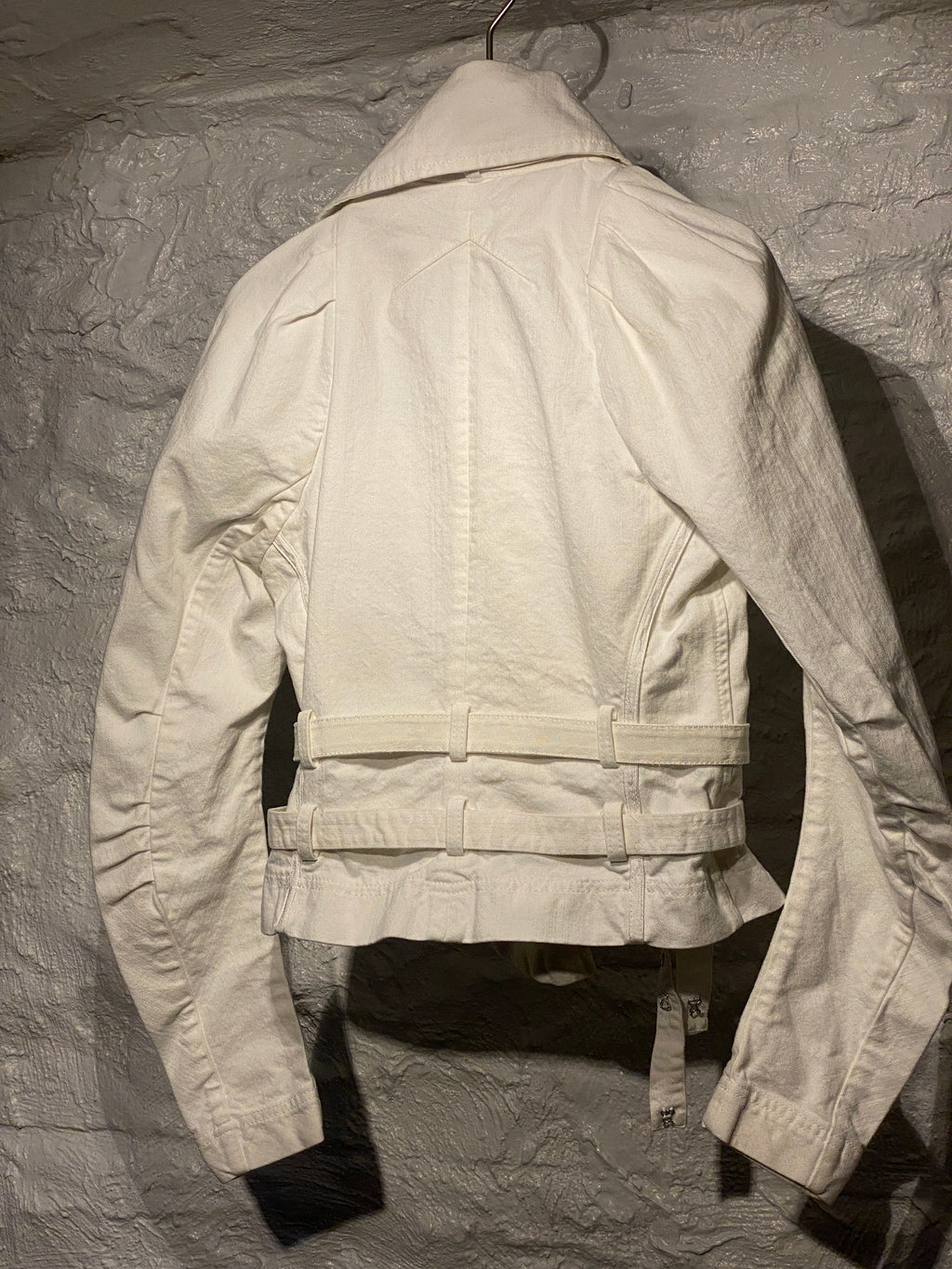 John Galliano White Denim Slanted Jacket