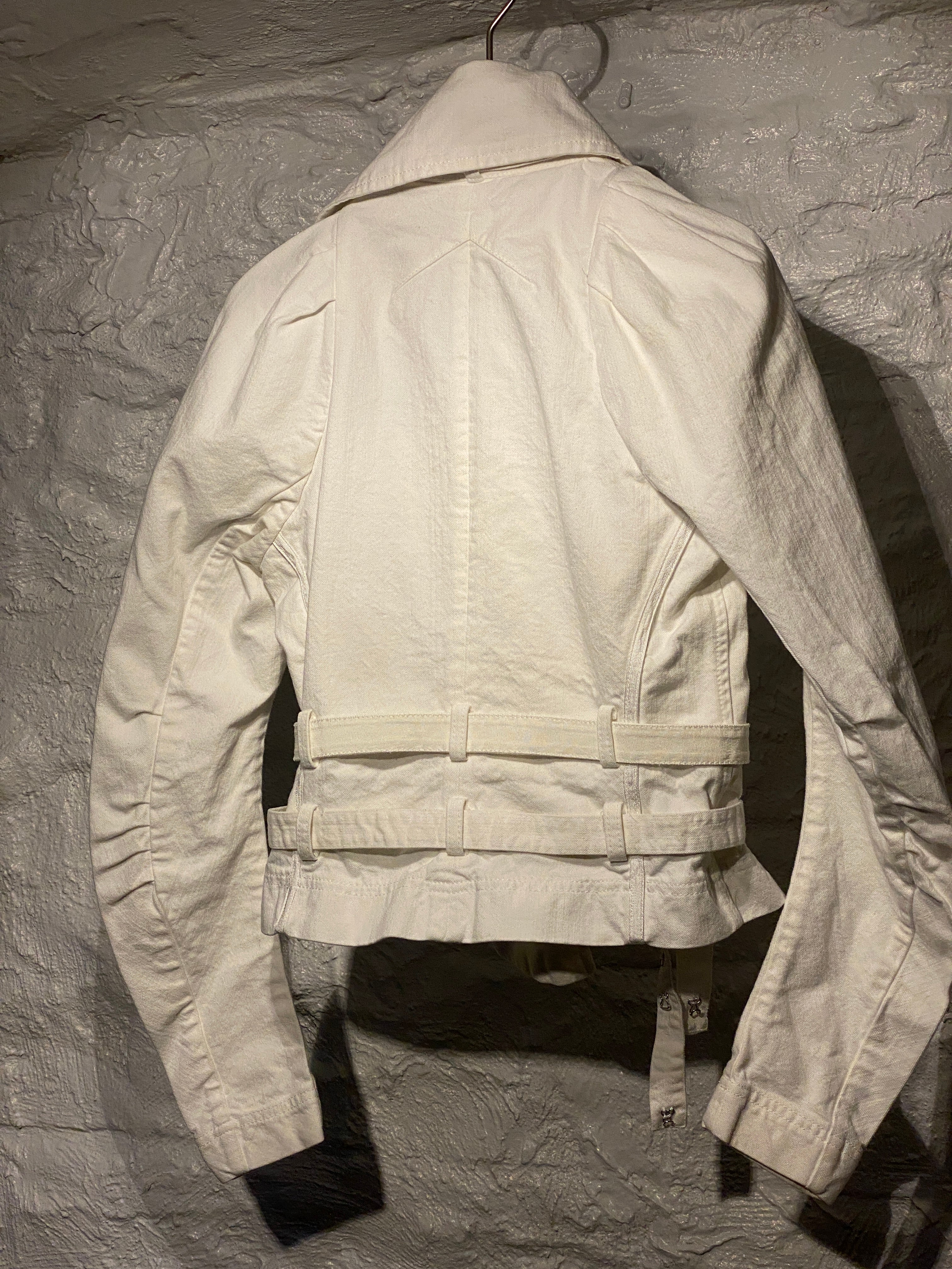 John Galliano White Denim Slanted Jacket