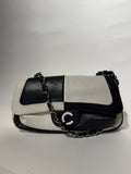 Chanel Black and White Leather Chain Shoulder Bag