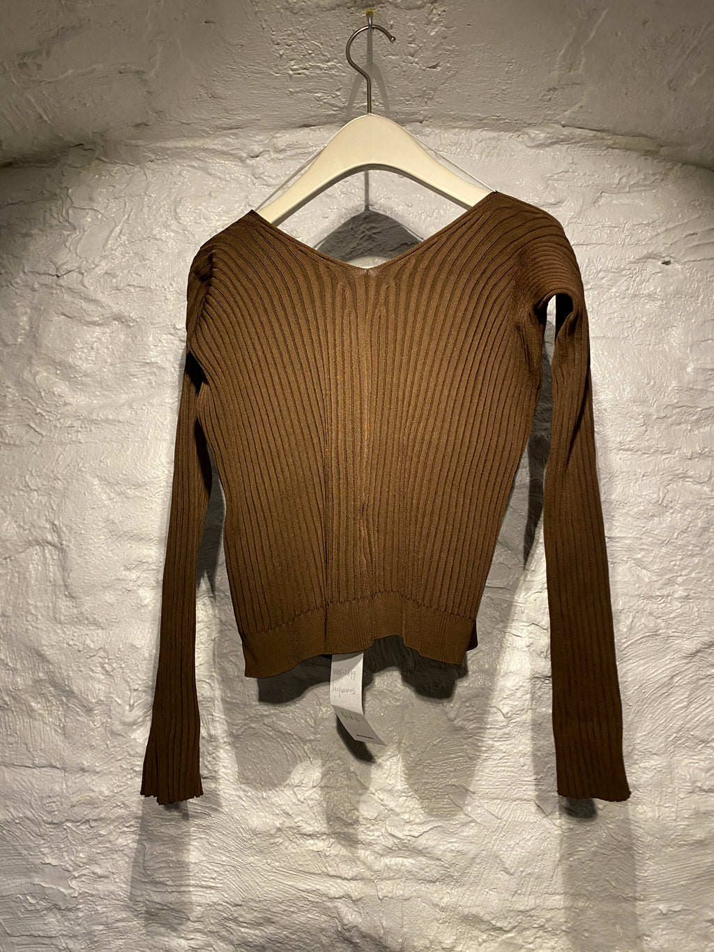 Jacquemus Chocolate Brown Rib Knit Stretch Open Front Cardigan