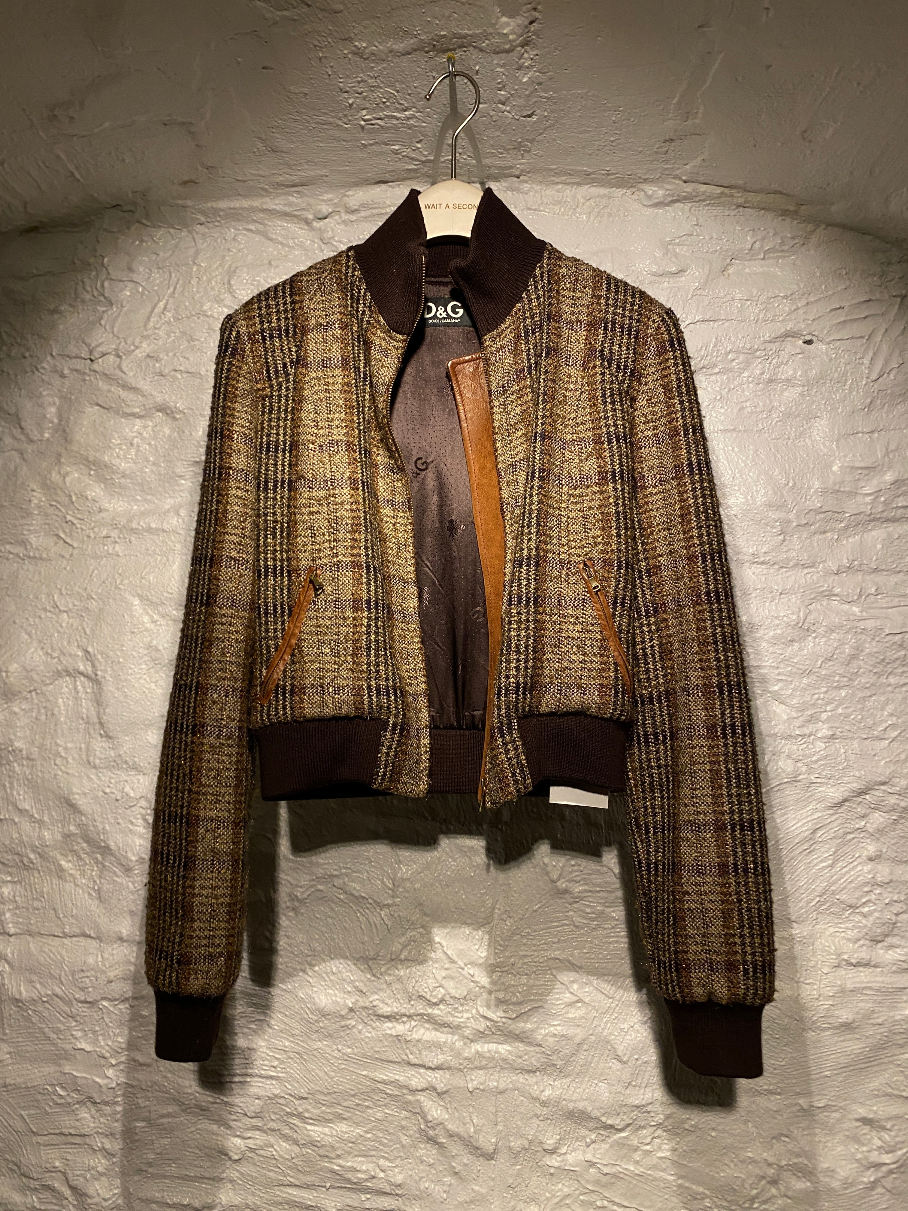 Dolce & Gabbana Brown Beige Tweed Jacket