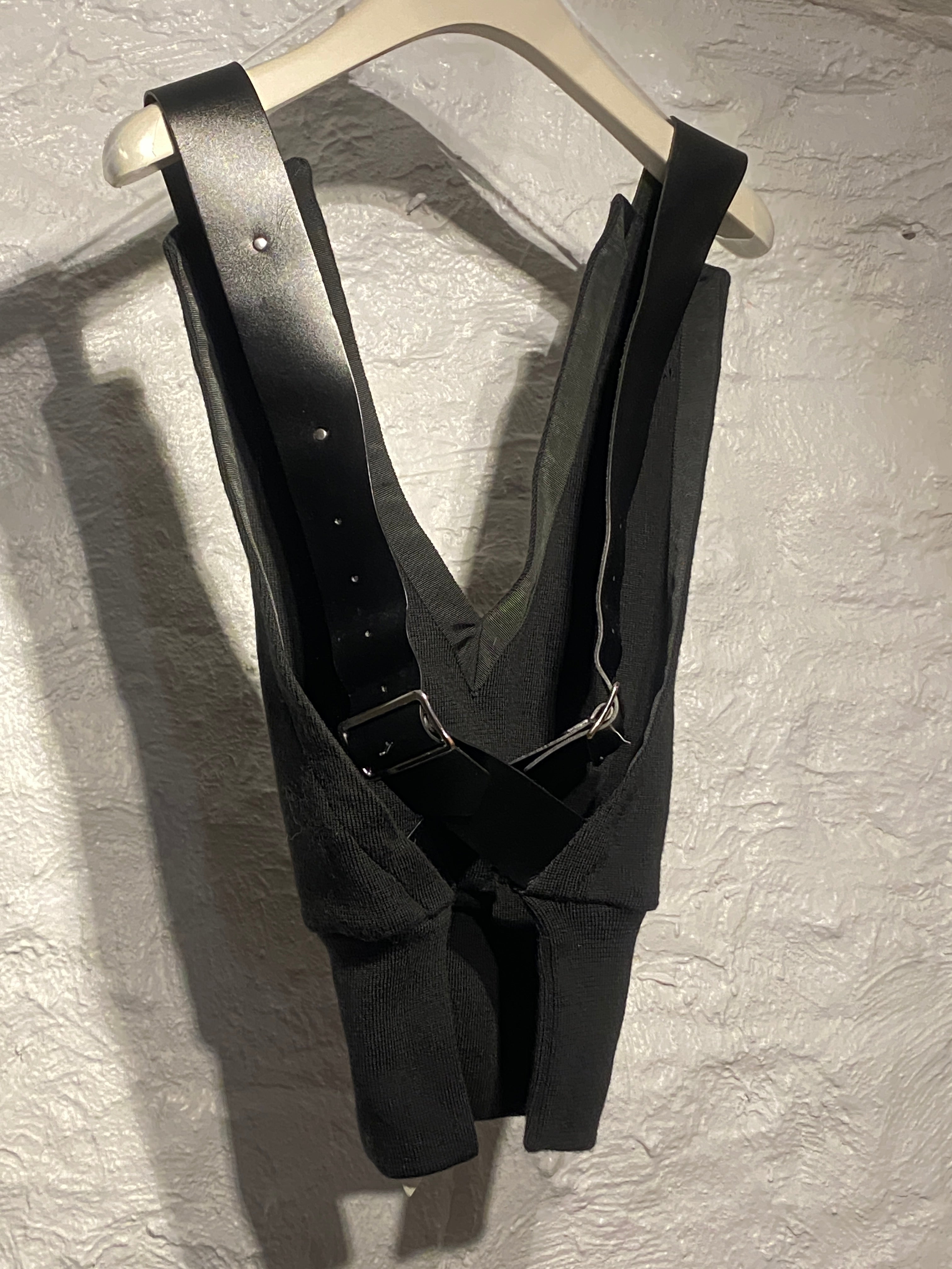 Noir Kei Ninomiya Black Leather Strap Cross Back Vest Top