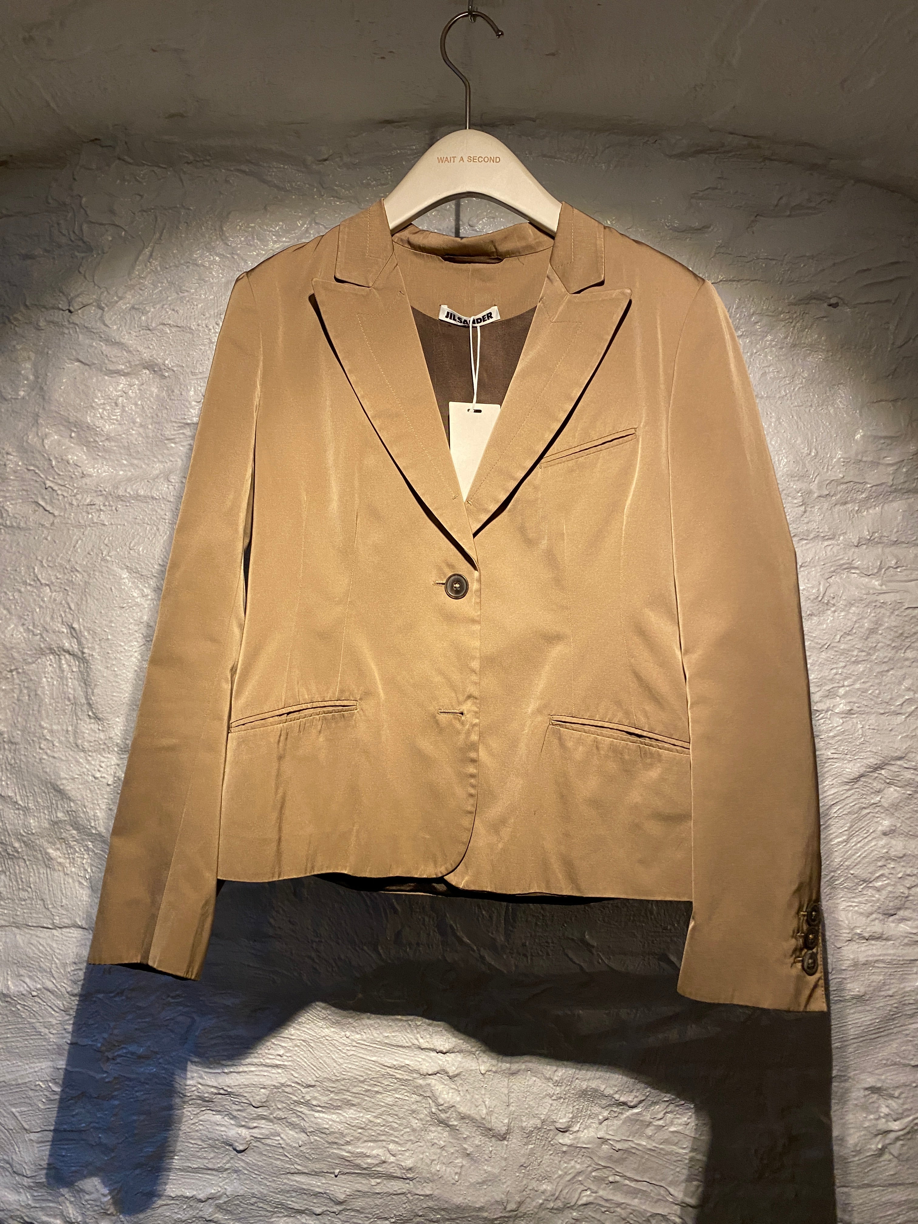 Jil Sander Khaki Brown Satin Blazer