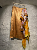 Dries Van Noten Gold Draped Silk Satin Midi Skirt