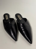 Jil Sander Black Point Toe Leather Mule Size 38