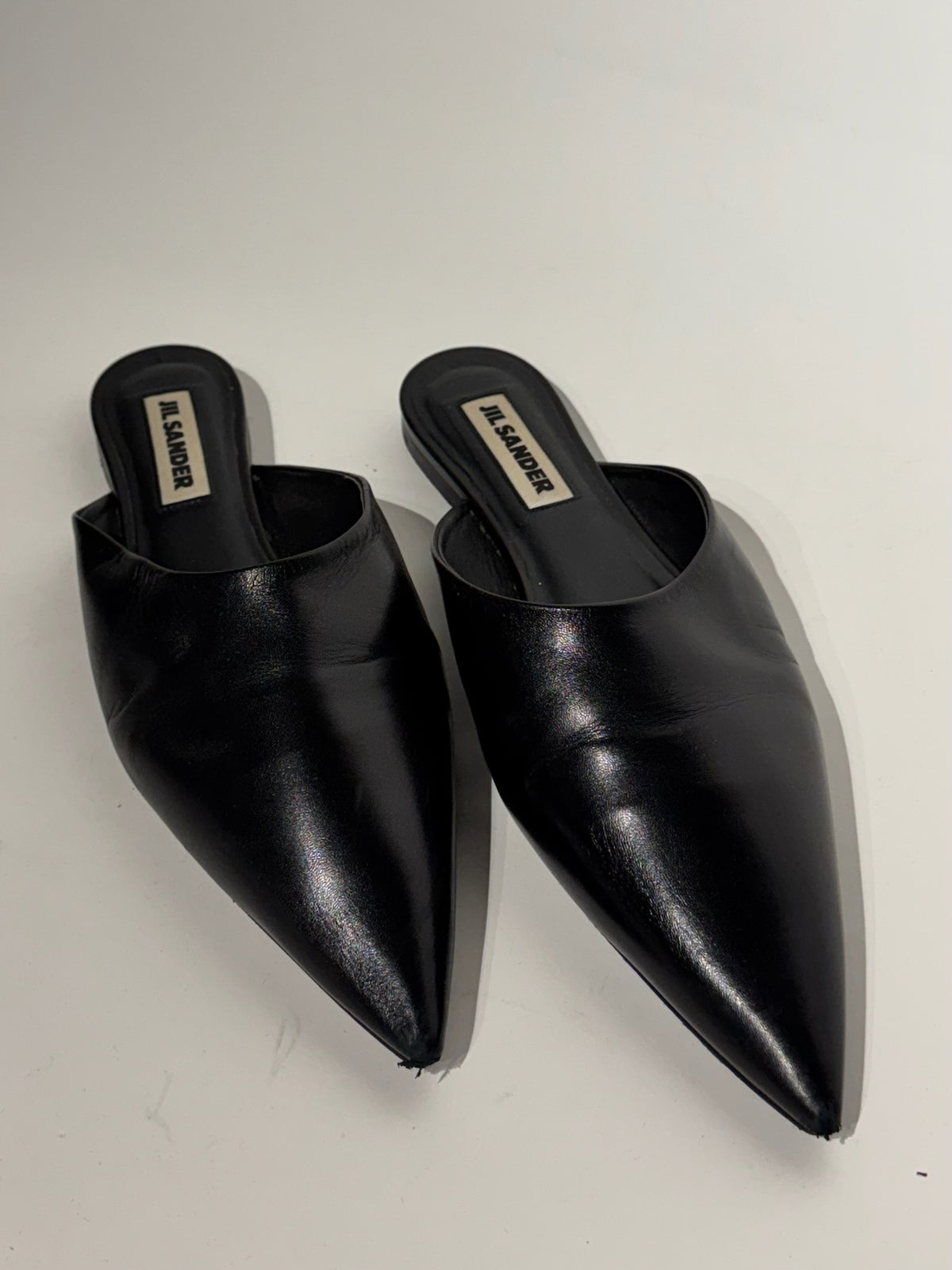 Jil Sander Black Point Toe Leather Mule Size 38