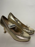 Miu Miu Gold Ballerina Ballet Pumps Heels Size 39
