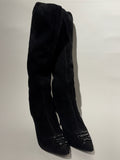 Louis Vuitton Black Suede with Bows Pointed Tall Boots Size 38