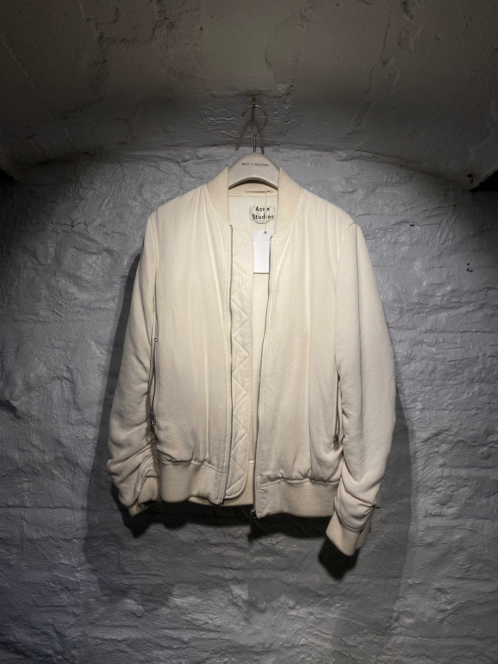 Acne Studios White Bomber Zipper Jacket