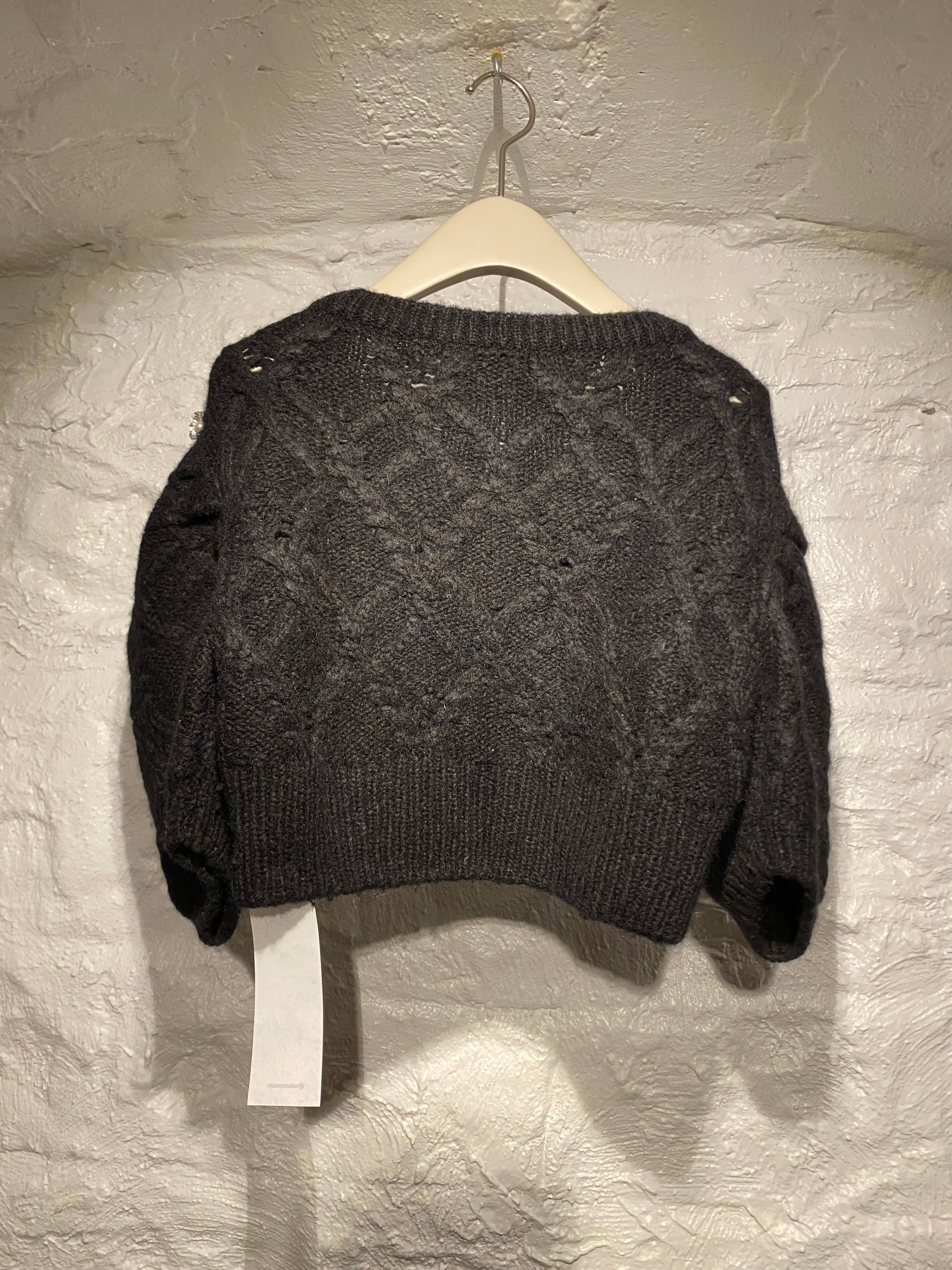 Simone Rocha Black Alpaca Blend Pearl-Embellished Knit Top