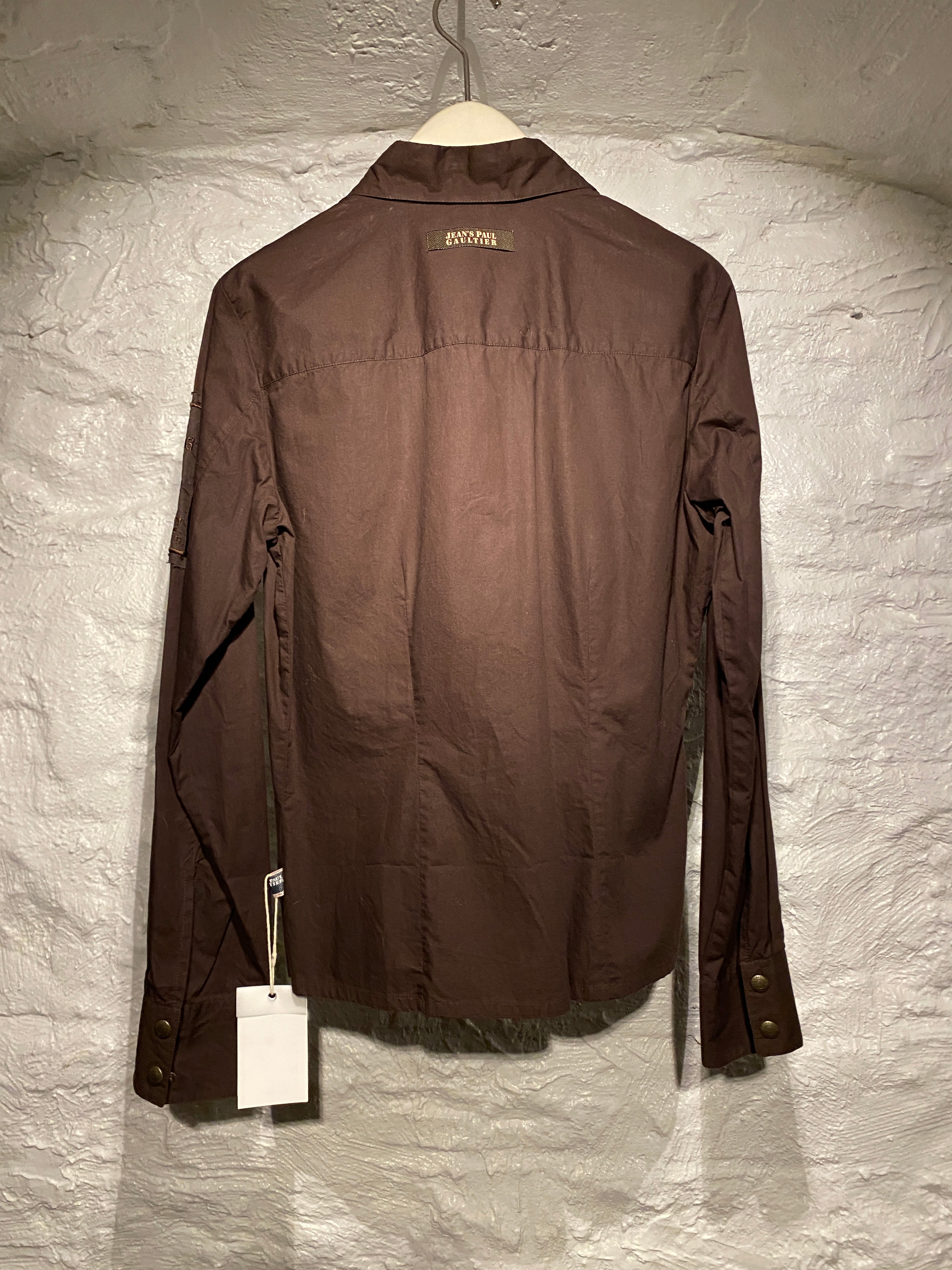 Jean Paul Gaultier Brown Patches White Outlined Long-Sleeve Shirt