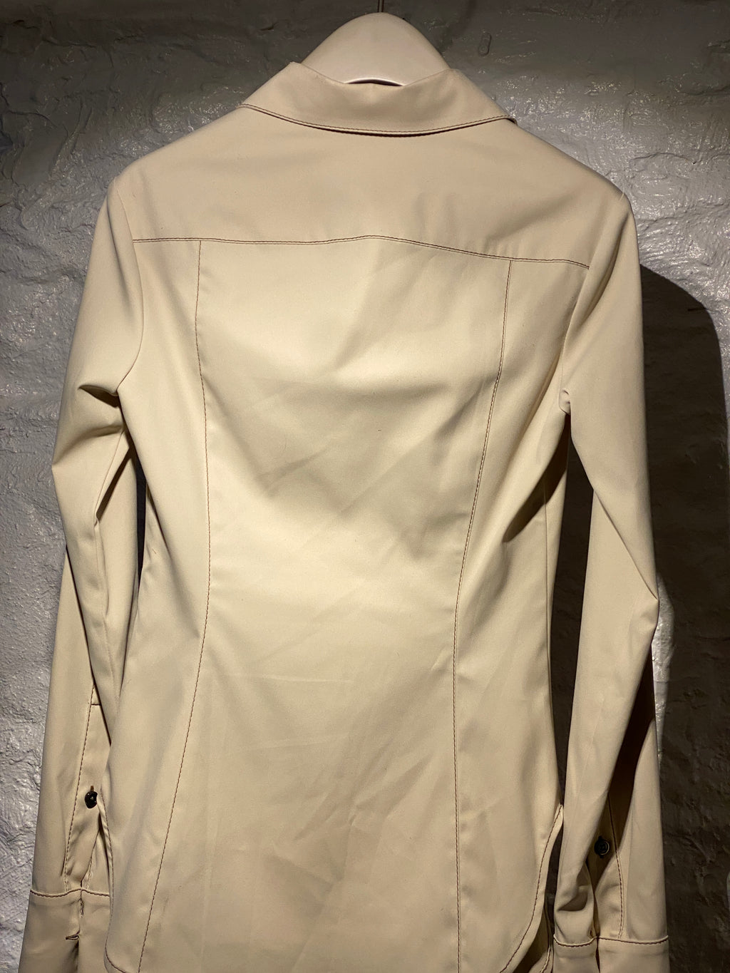 Priscavera Beige Bold Cuffs Long-Sleeve Button Shirt