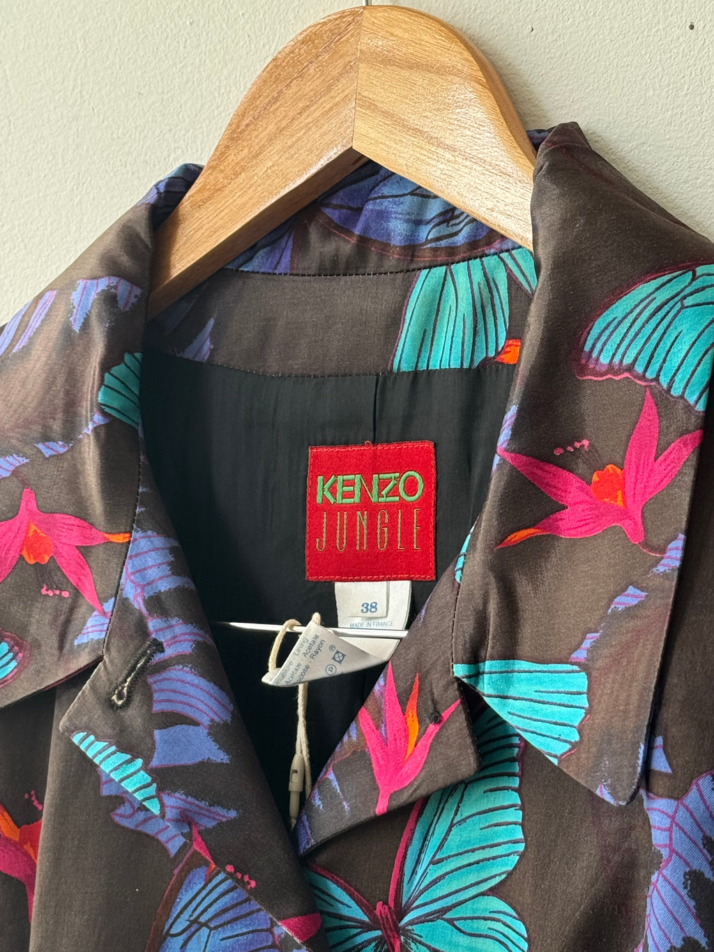 Kenzo Jungle Butterfly Floral Cropped Slim Blazer