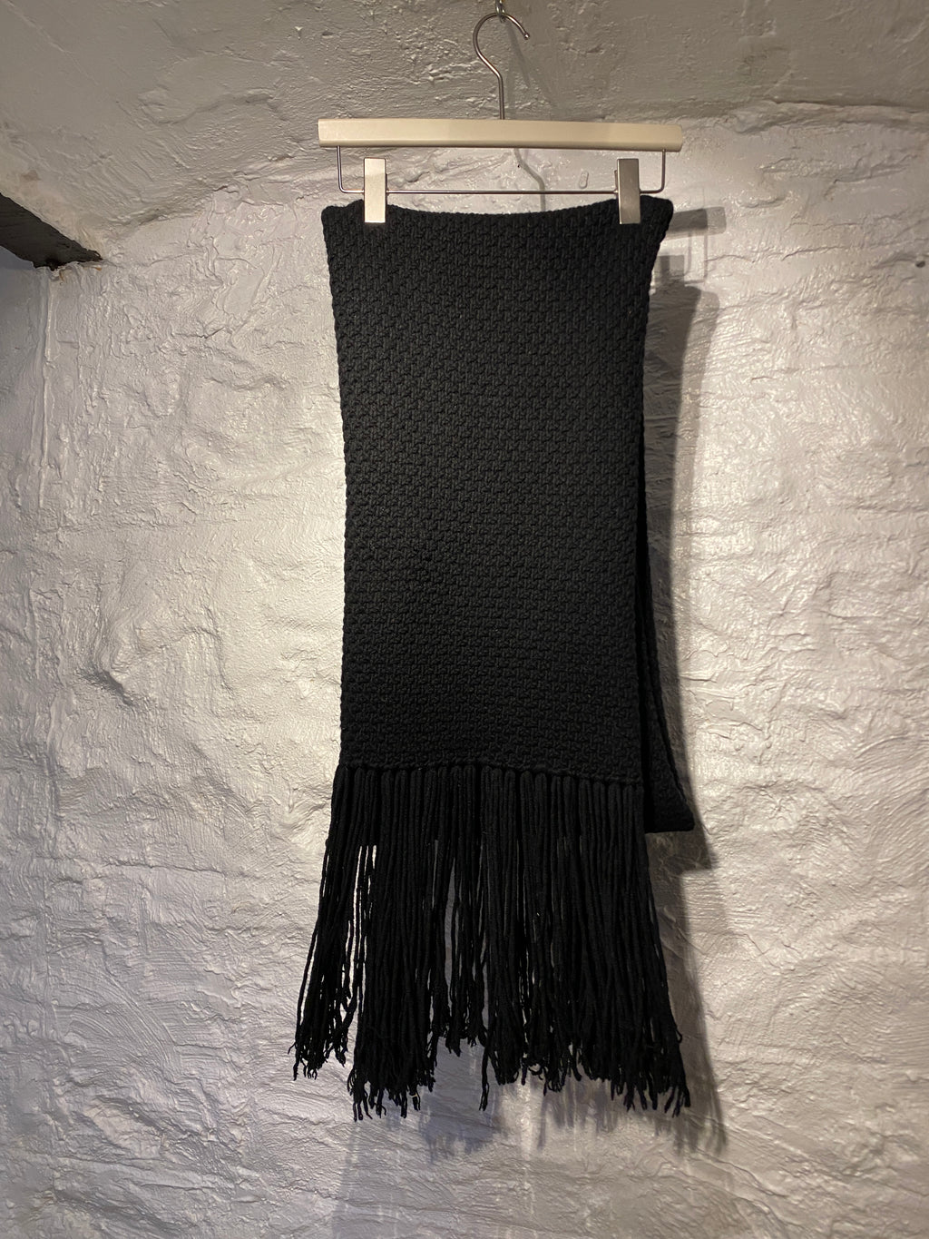 Helmut Lang Black Wool Cashmere Extra Long Scarf