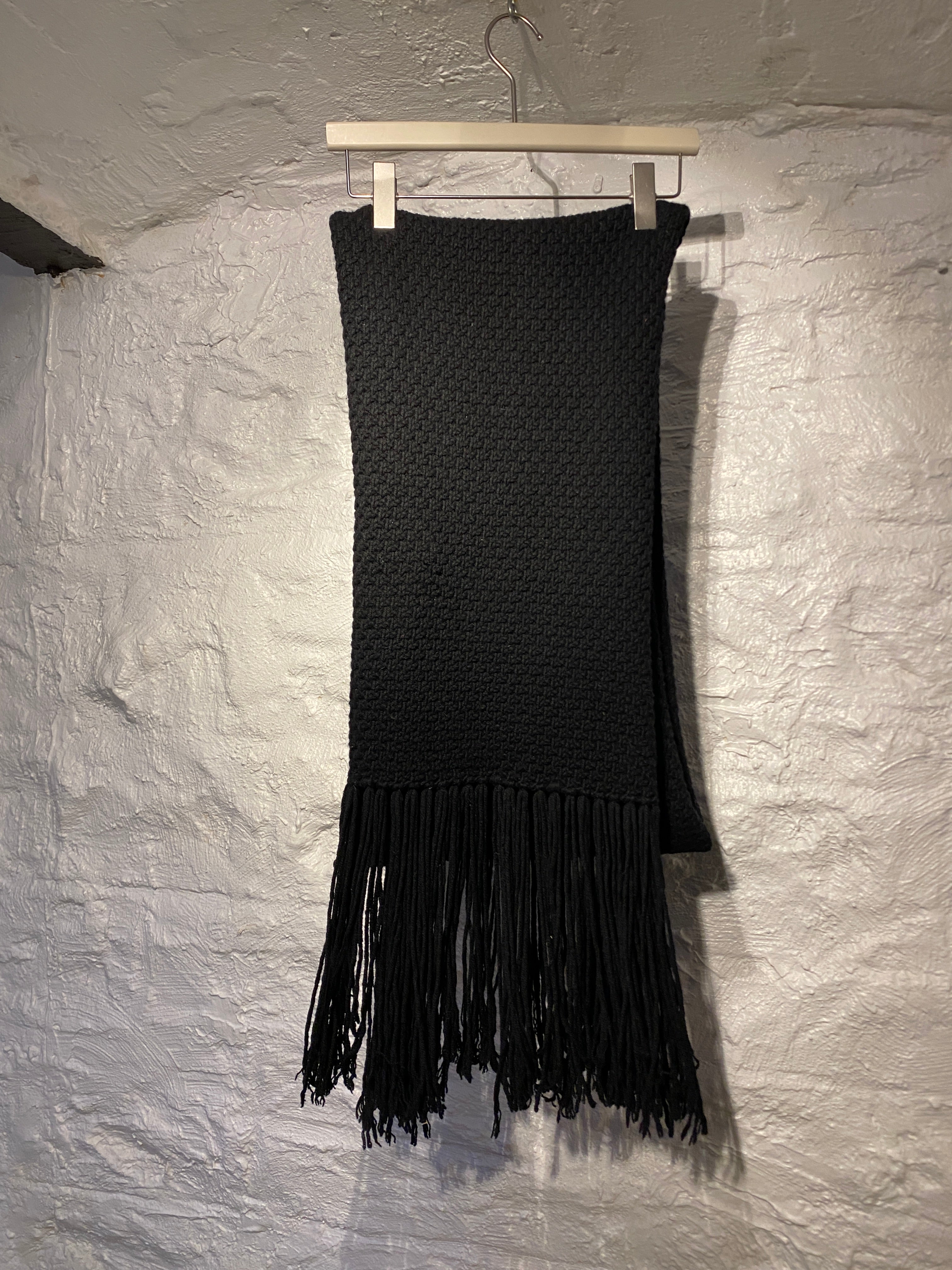 Helmut Lang Black Wool Cashmere Extra Long Scarf