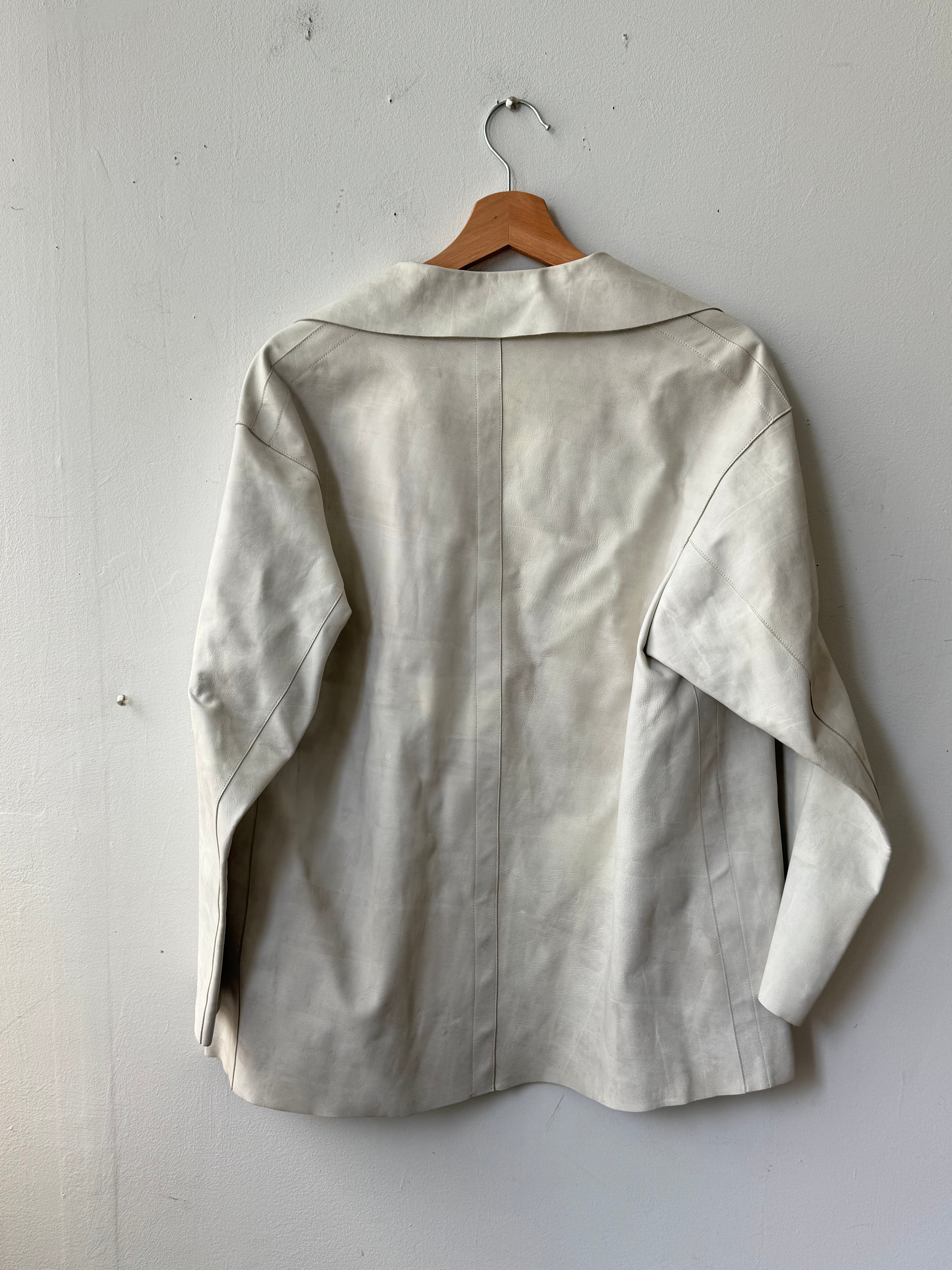 Marni White Grey Leather Front Open Blazer