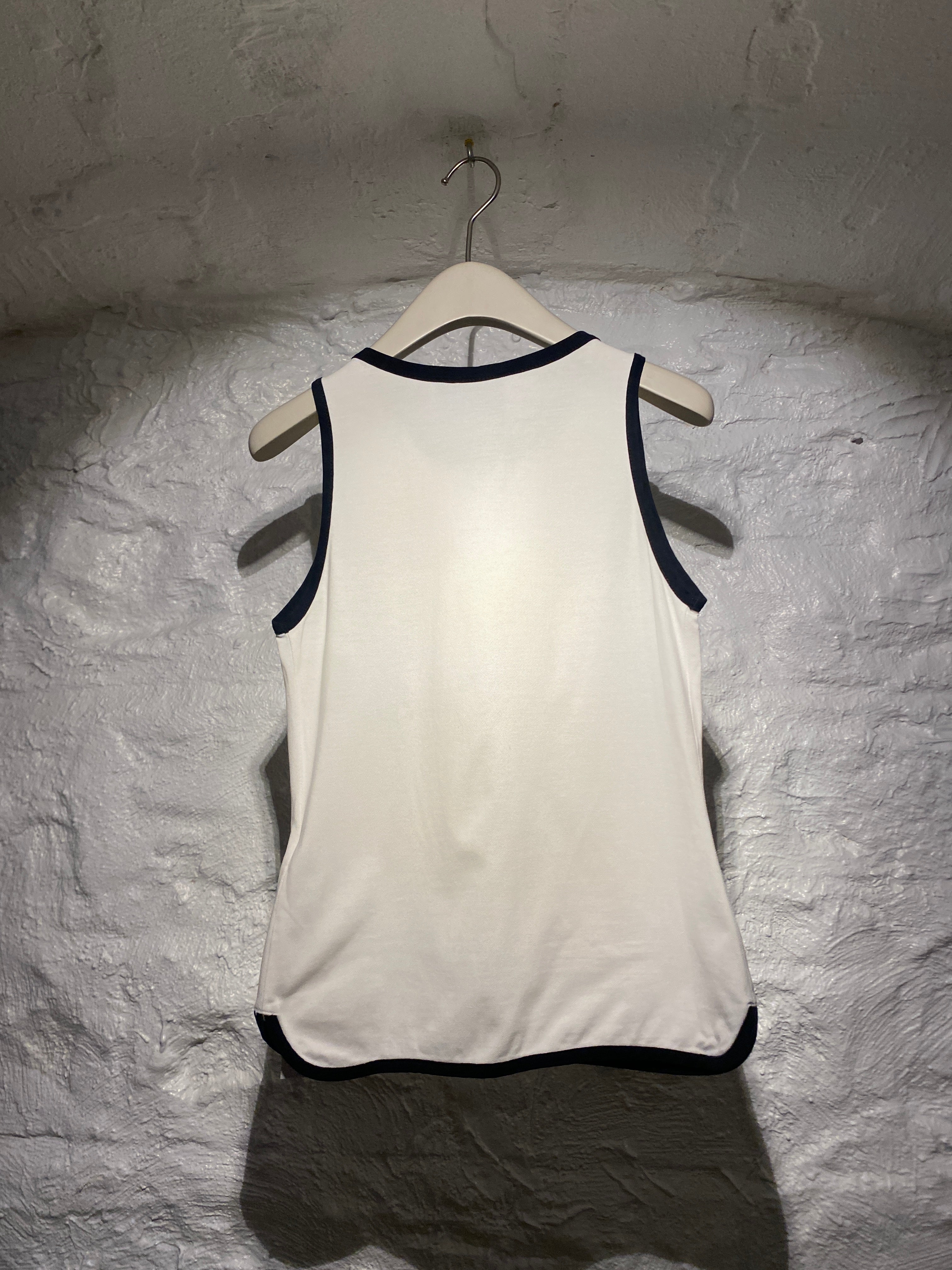 Dolce & Gabbana Black Trim White Layered Design Buttons Top