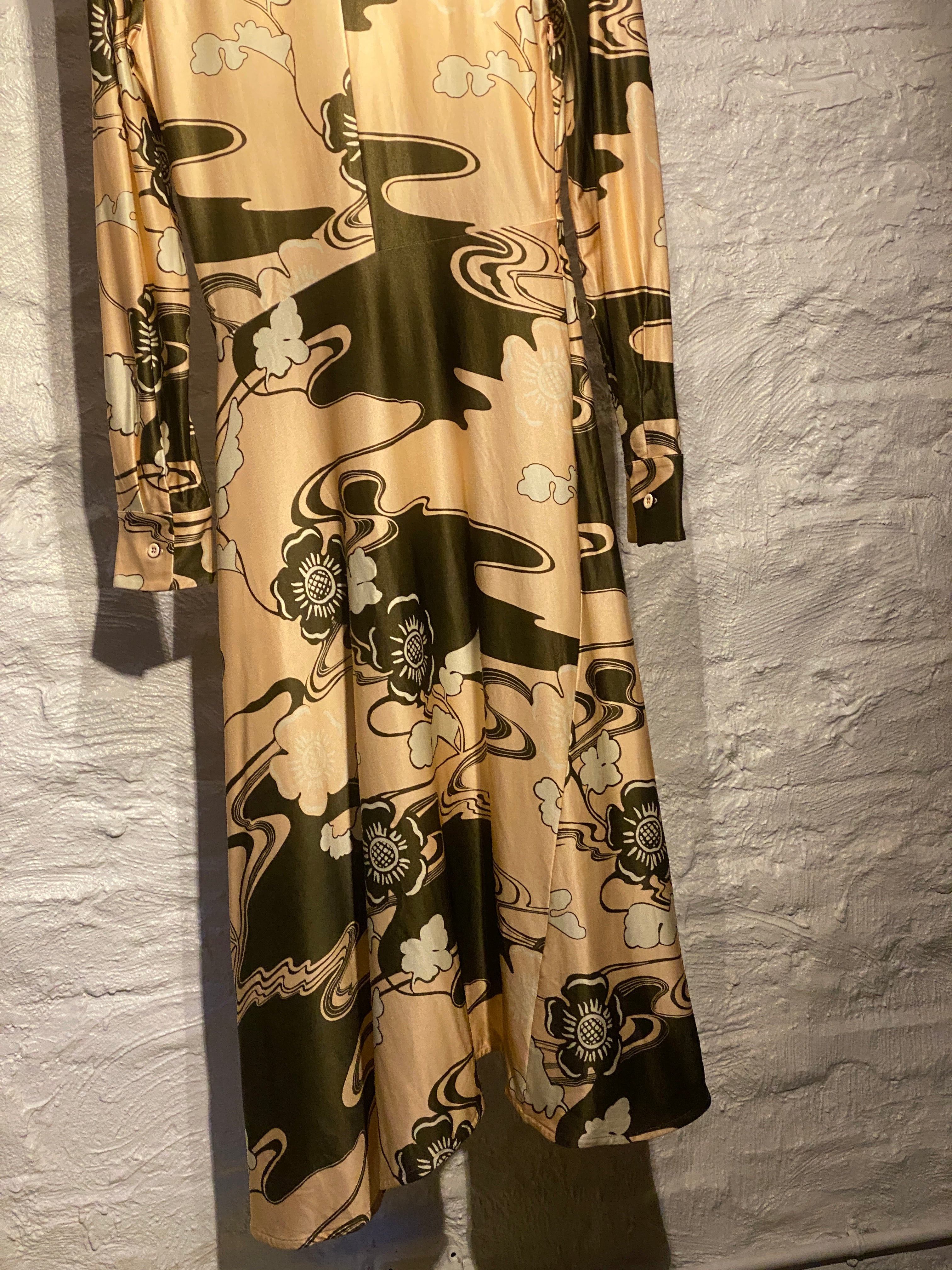 Jil Sander Pink and Brown Floral Lagoon Halterneck Long Dress