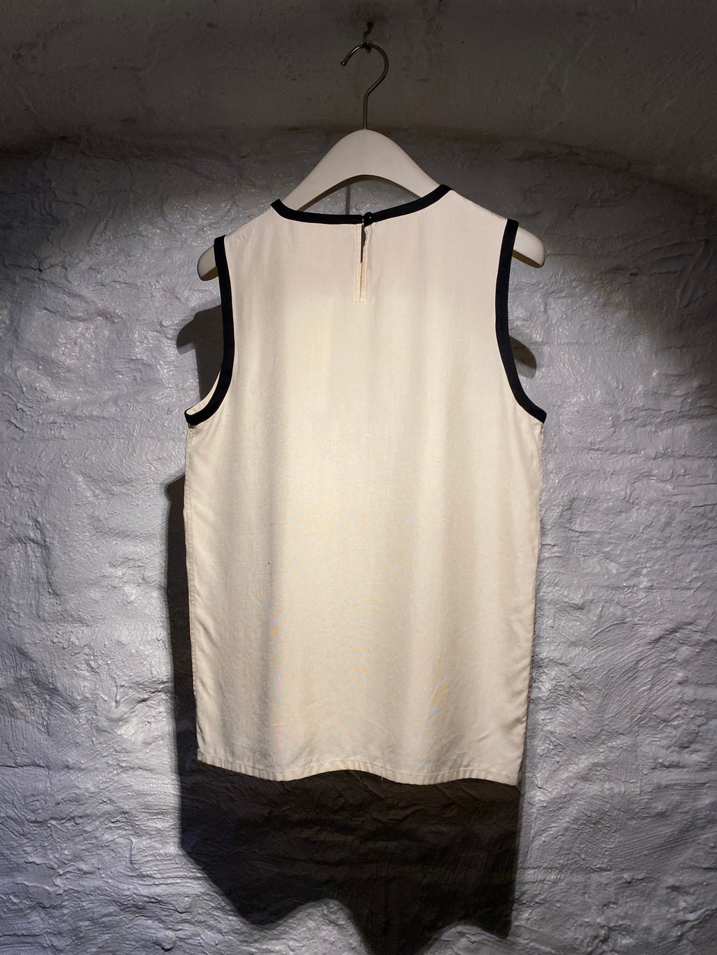 Yves Saint Laurent Rive Gauche Ivory with Black Outlined Sleeveless Top