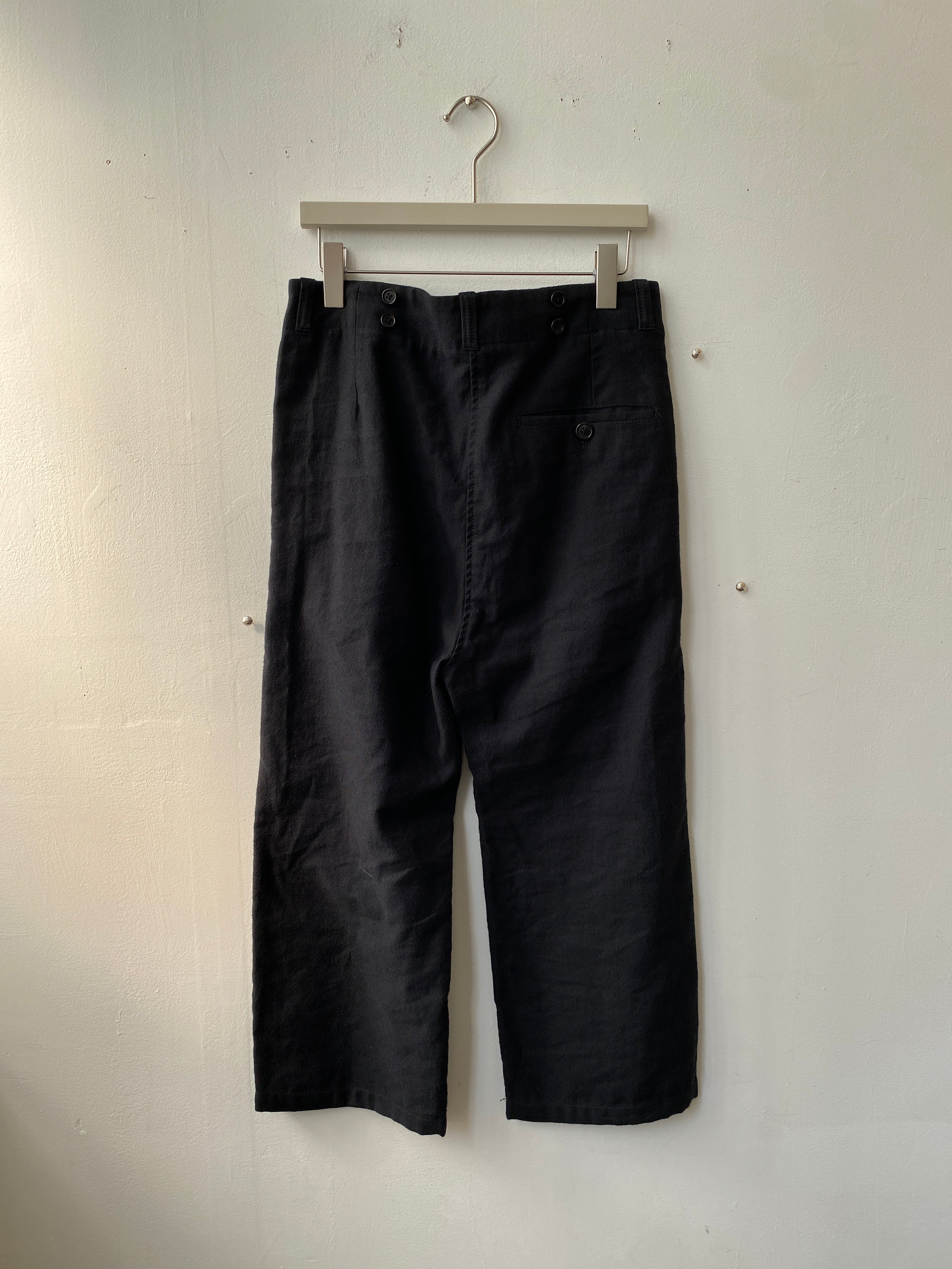 Ann Demeulemeester Black Buttons Adjustable Capri Trousers