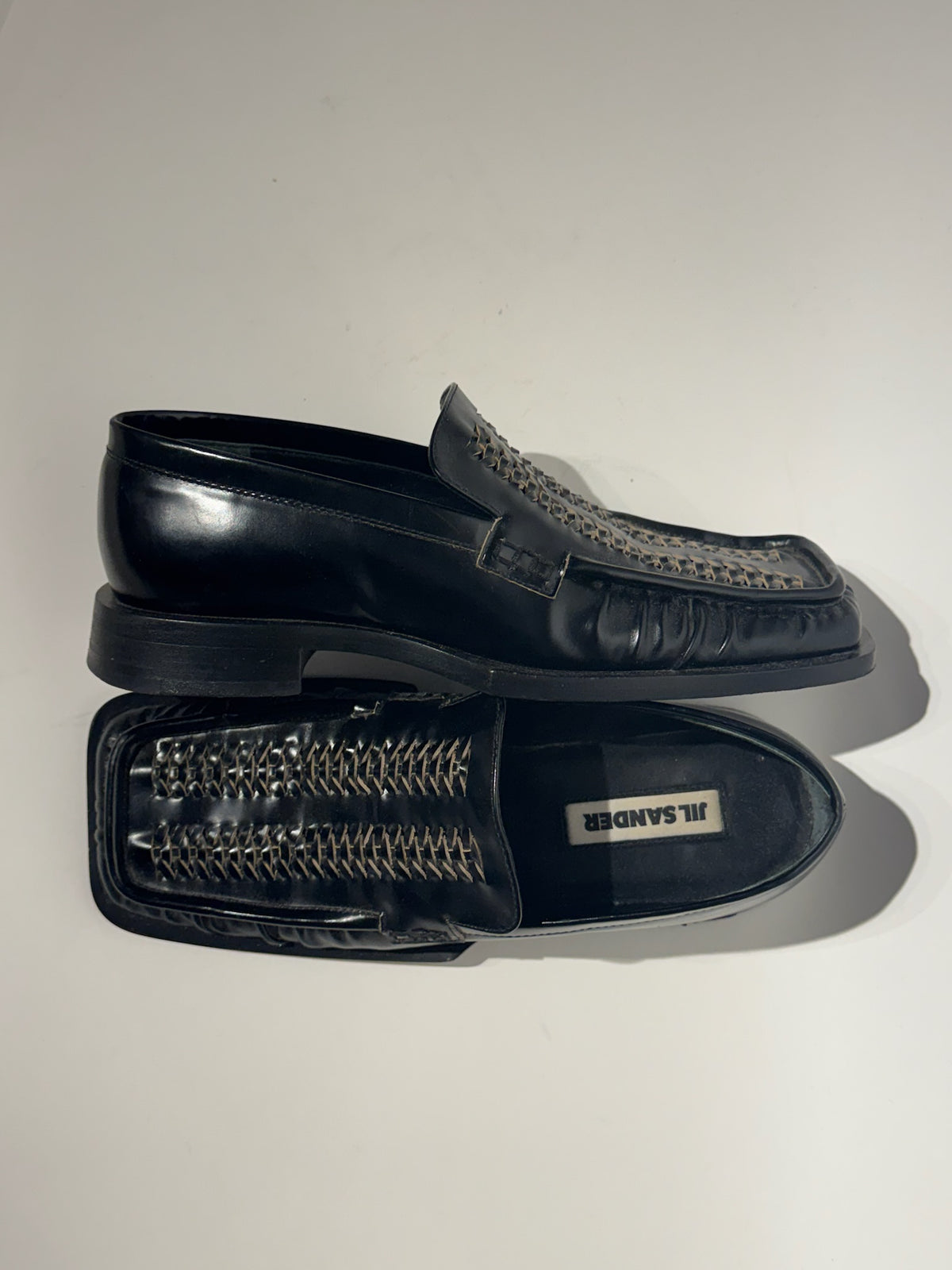 Jil Sander Black Weaving Leather Loafer Size 37