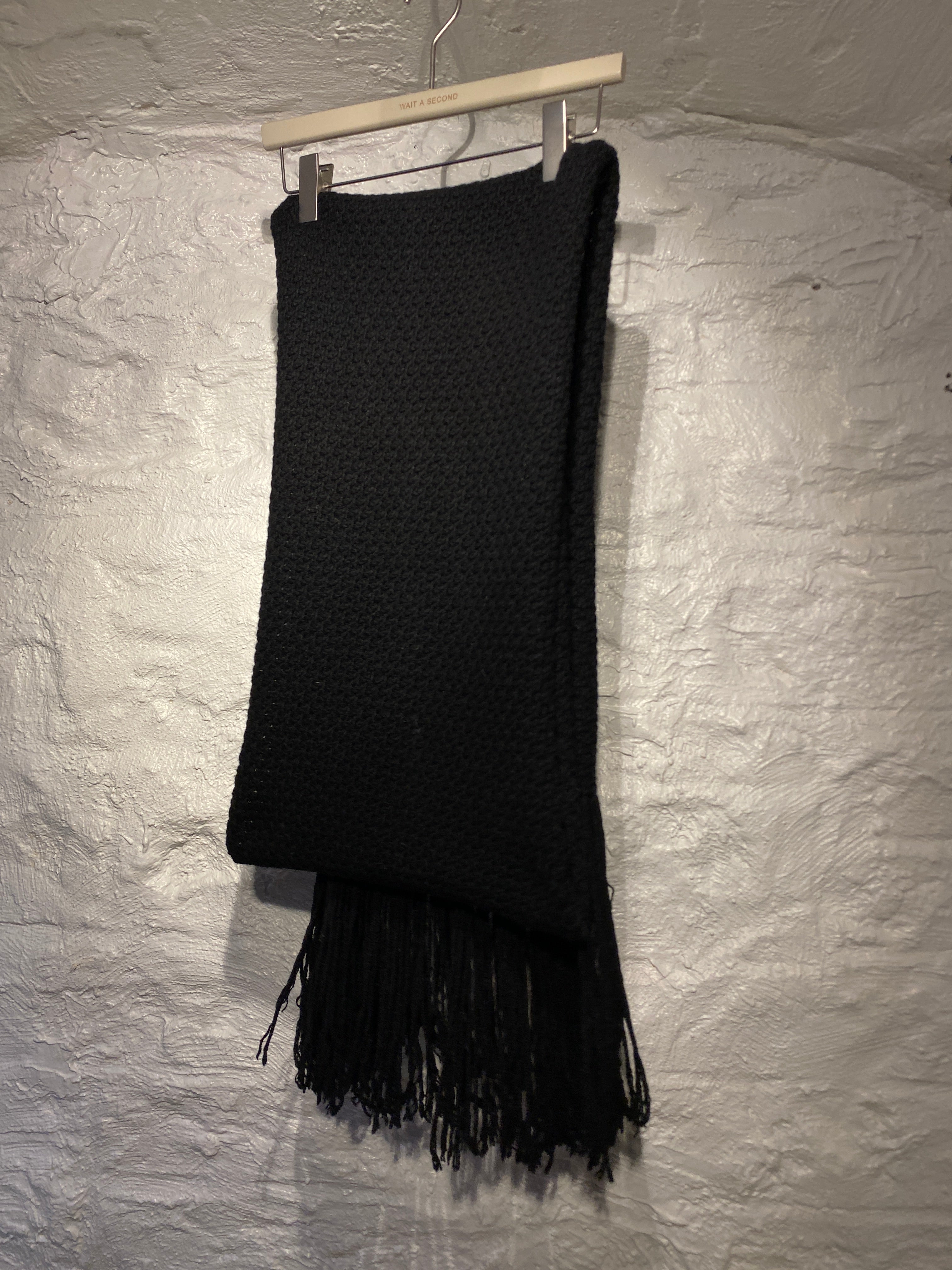 Helmut Lang Black Wool Cashmere Extra Long Scarf