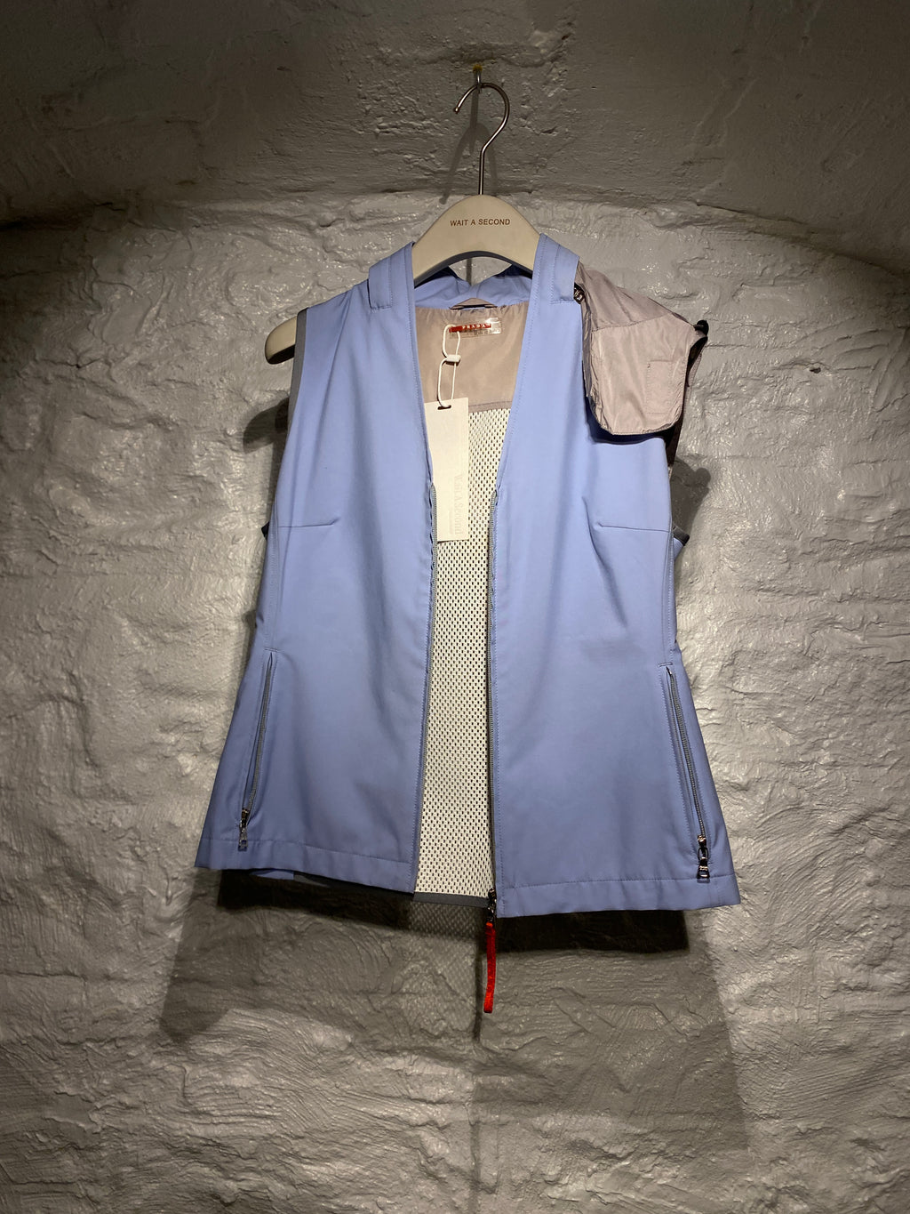 Prada Baby Blue Abstract Back Design Short Vest