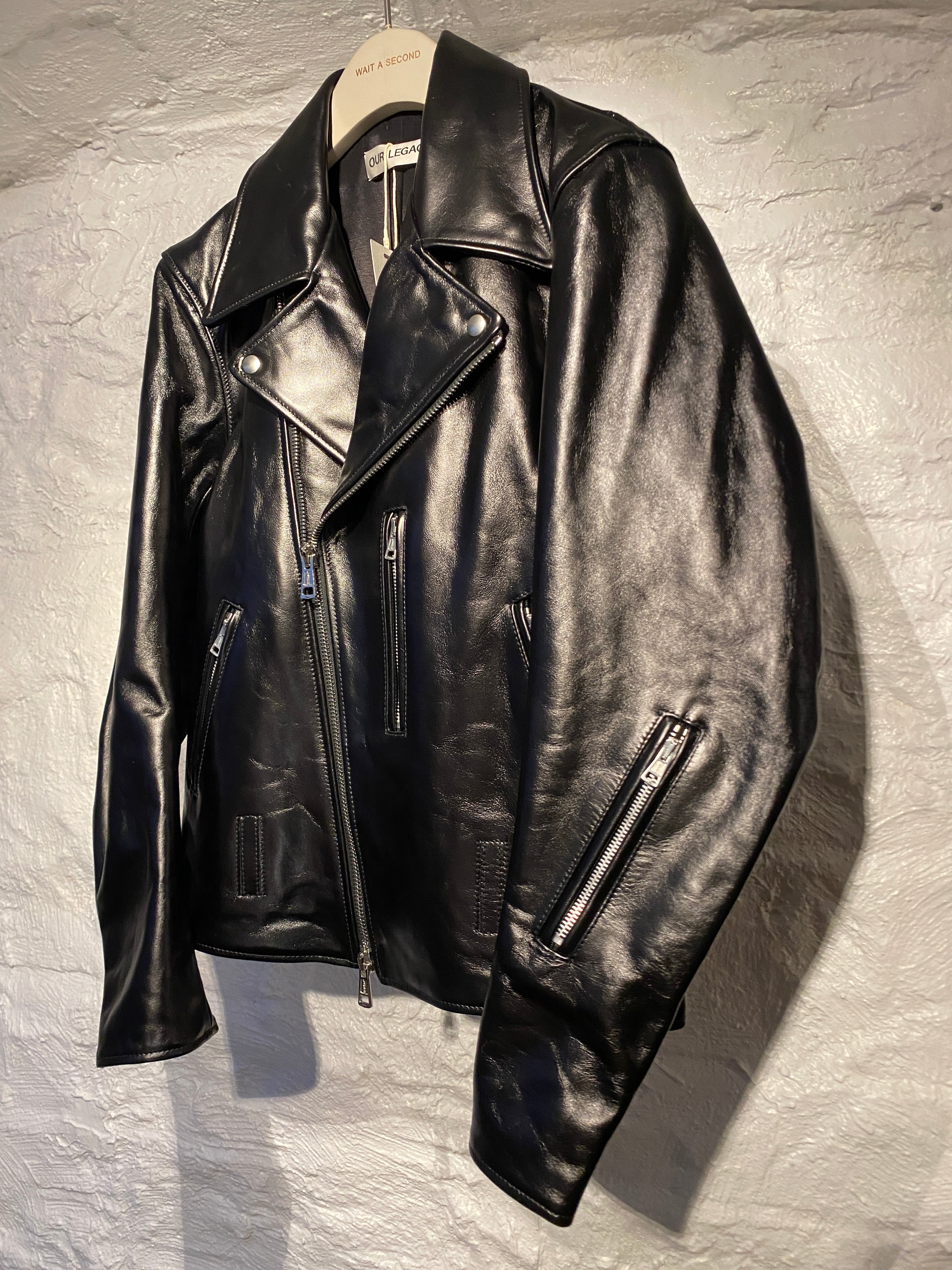 月末特価 15AW OUR LEGACY レザー MA-1 46 アーカイブ Our Legacy Aamon Black Hellraiser Leather Zipper Moto Jacket