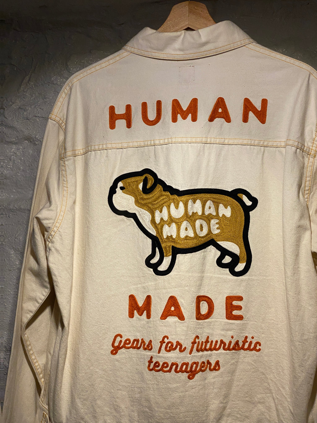 Human Made White and Yellow Embroidered Jean Jacket
