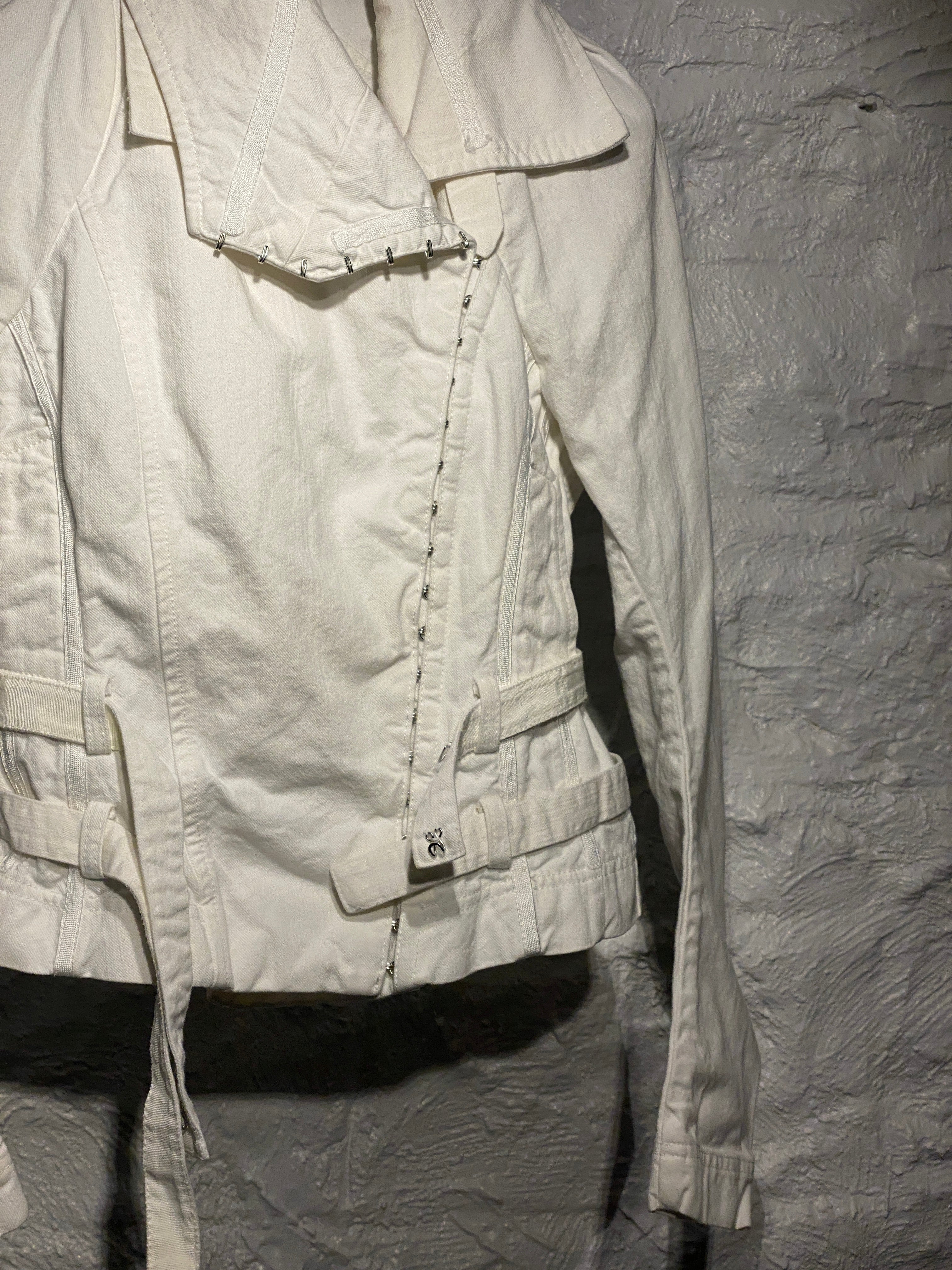 John Galliano White Denim Slanted Jacket