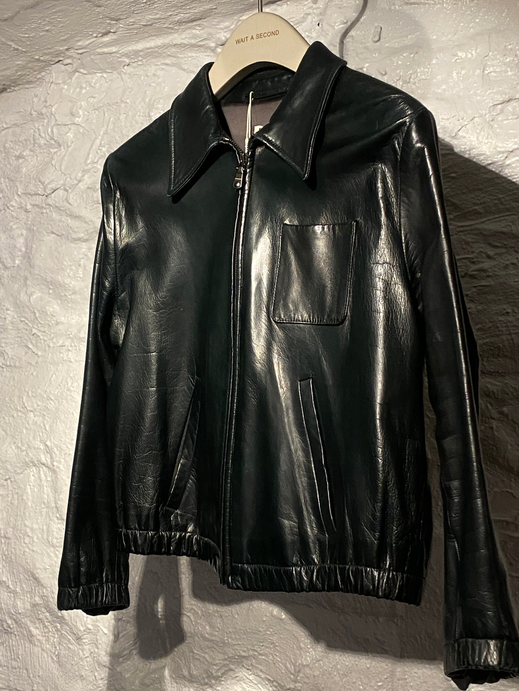 Miu Miu Forest Green Lambskin Soft Leather Slim Jacket